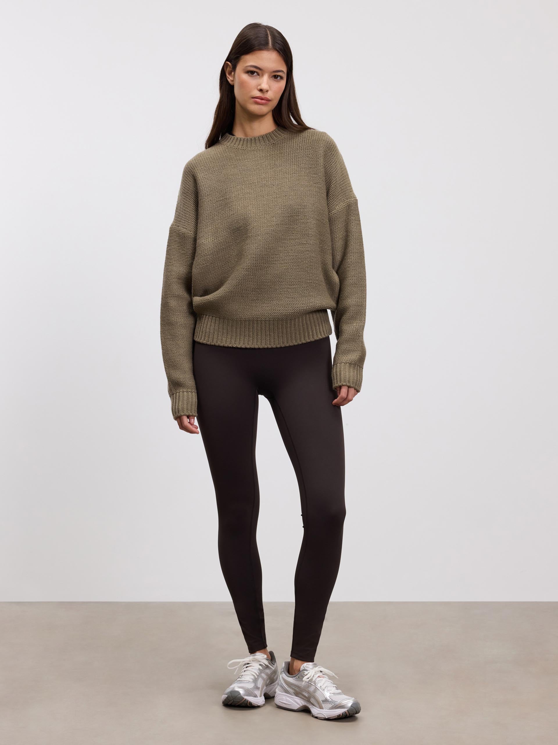 Womens Knitted Sweatshirt in Stone