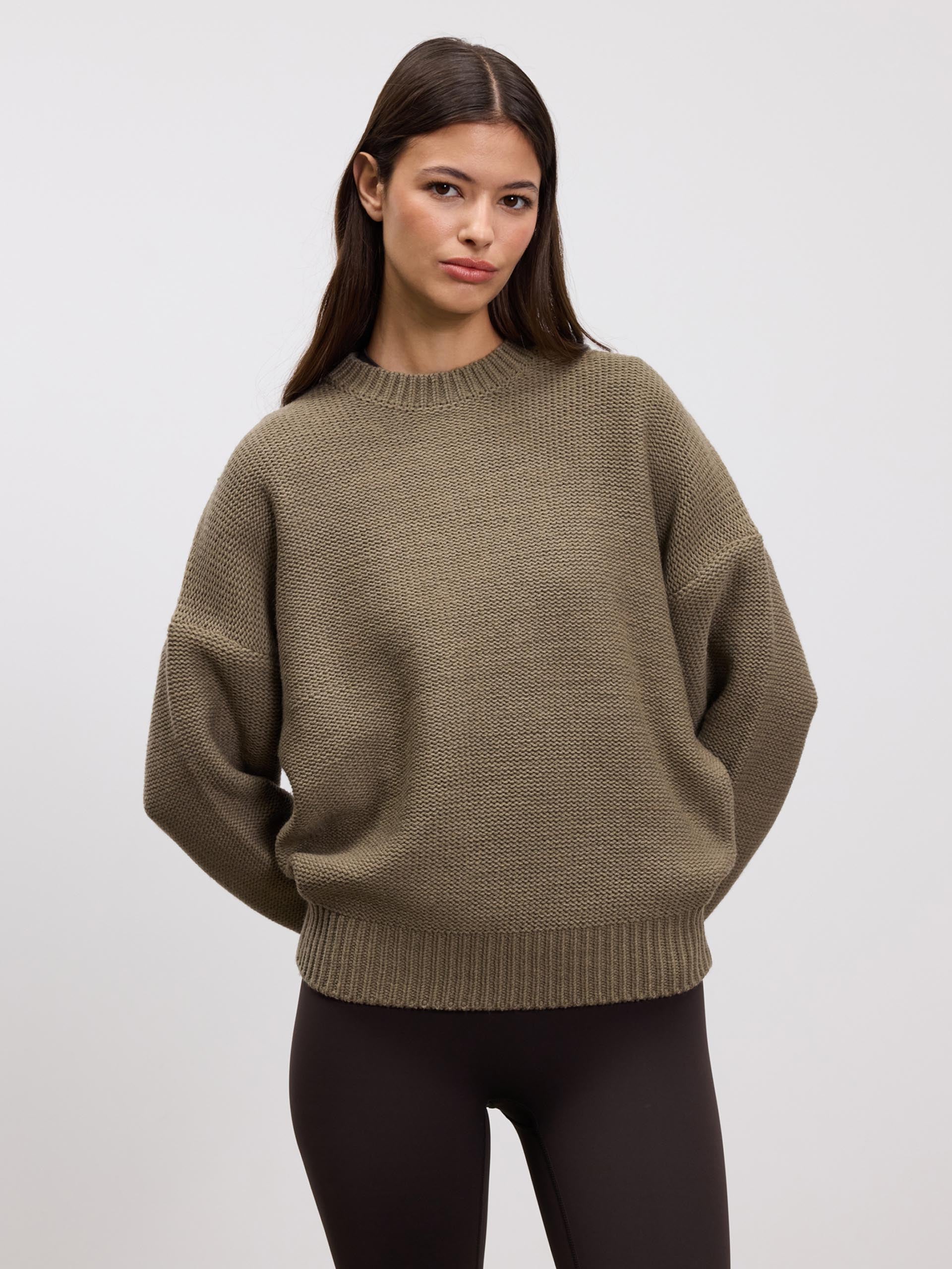 Womens Knitted Sweatshirt in Stone