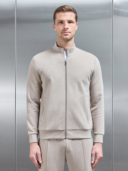 Knitted Zip Through Jacket in Stone