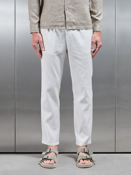 Linen Drawstring Trouser in Off White