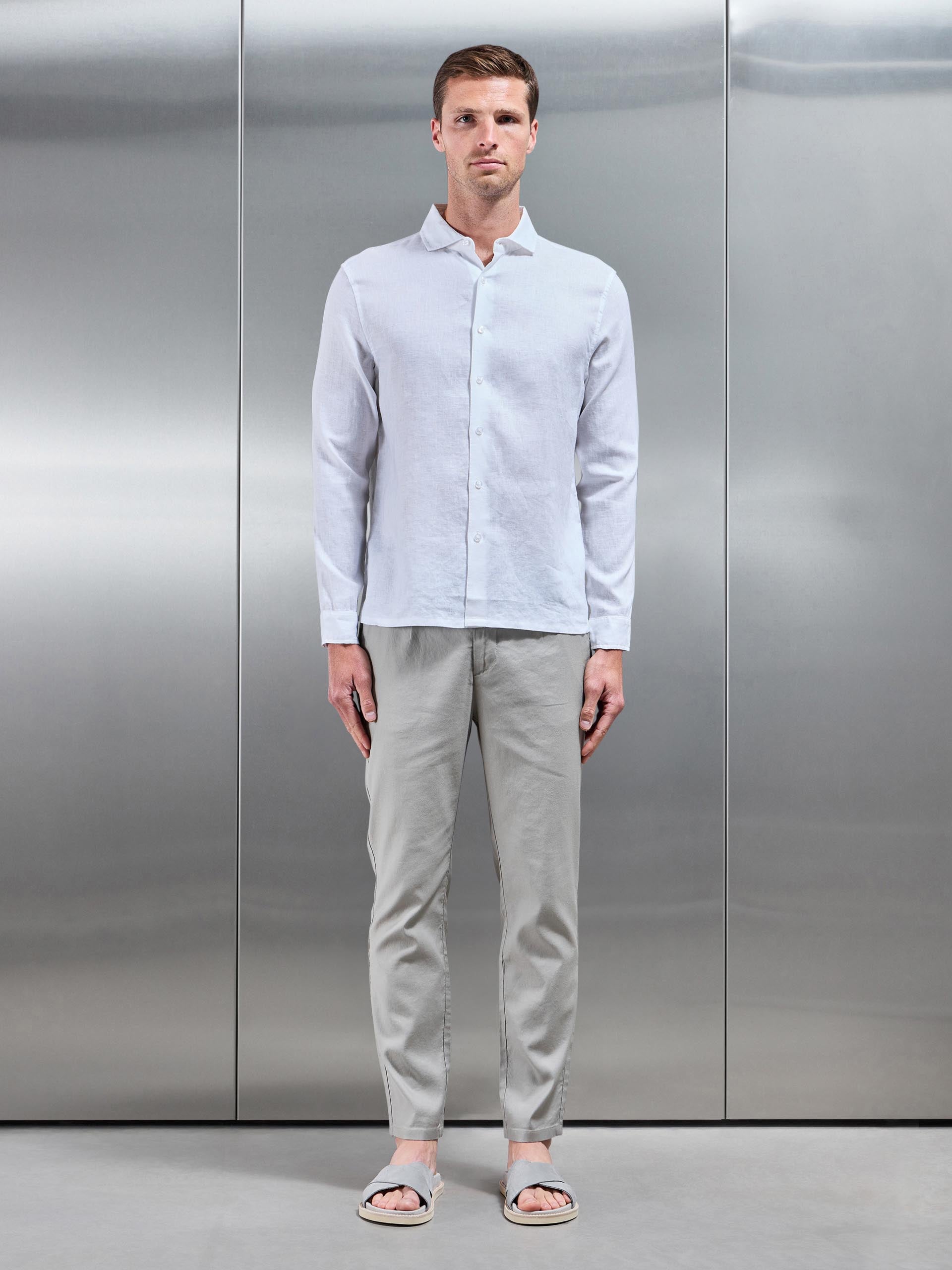 Linen Tailored Trouser in Stone