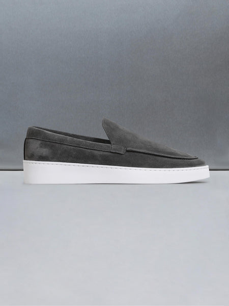 Suede Loafer in Charcoal