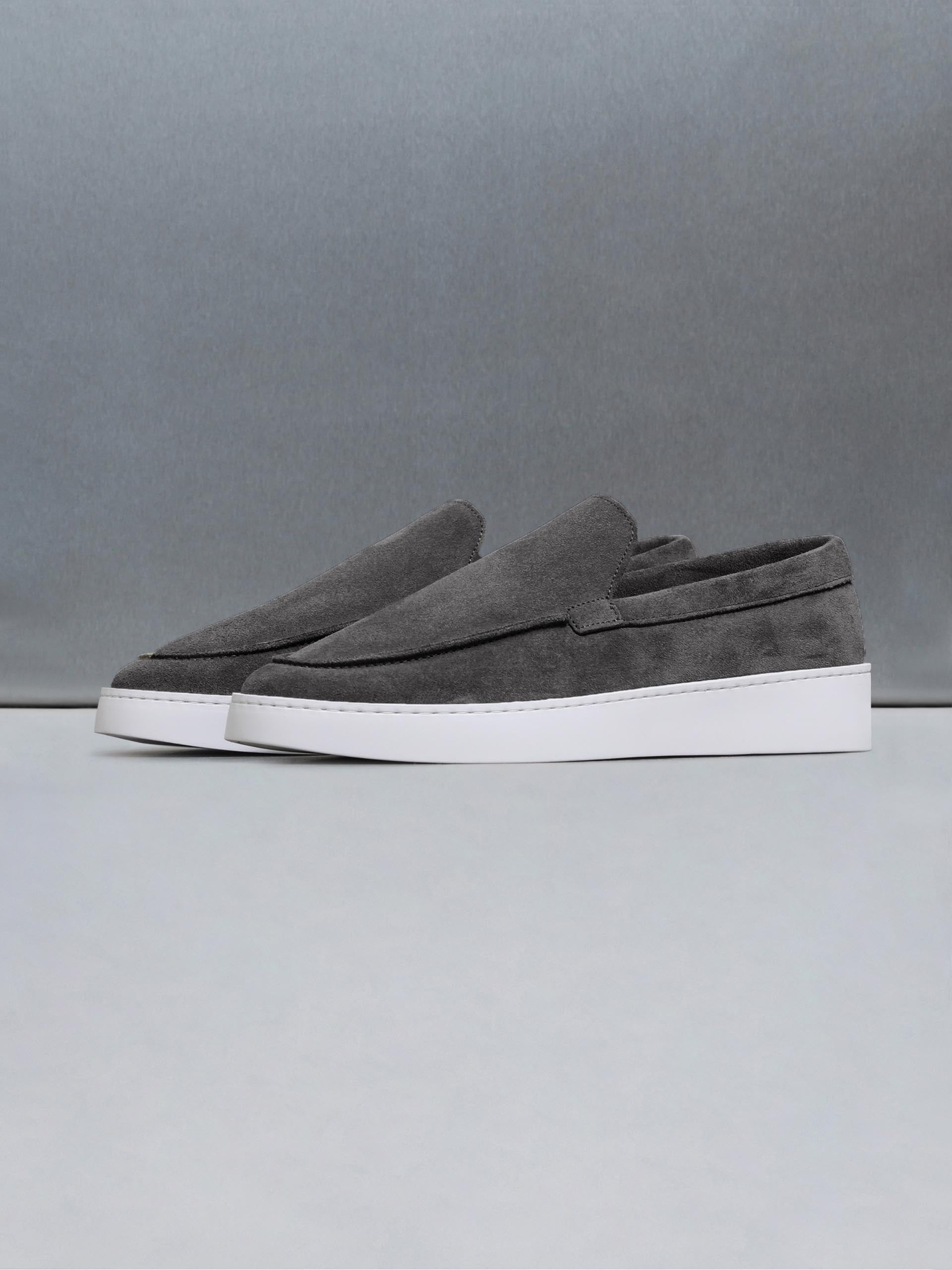 Suede Loafer in Charcoal