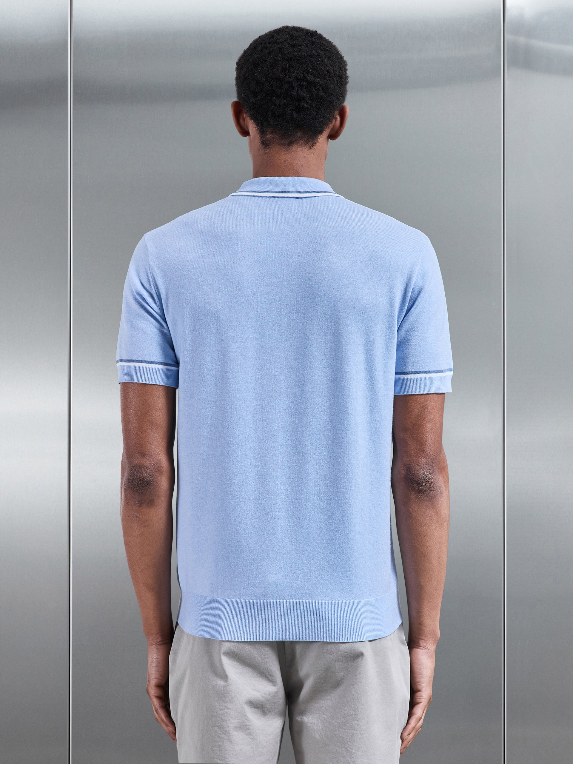 Loro Tipped Polo Shirt in Light Blue