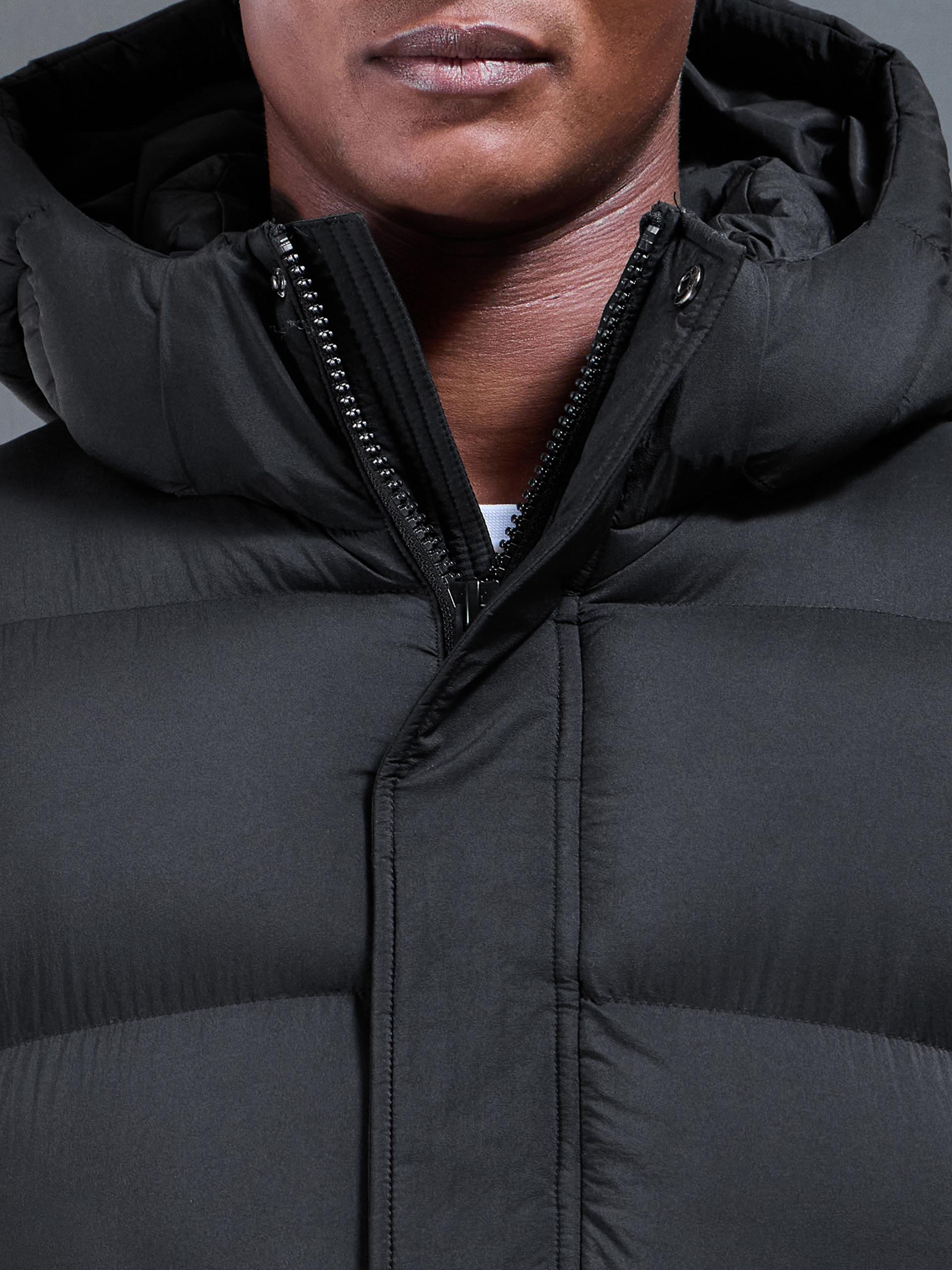 Matte Longline Puffer Jacket in Black
