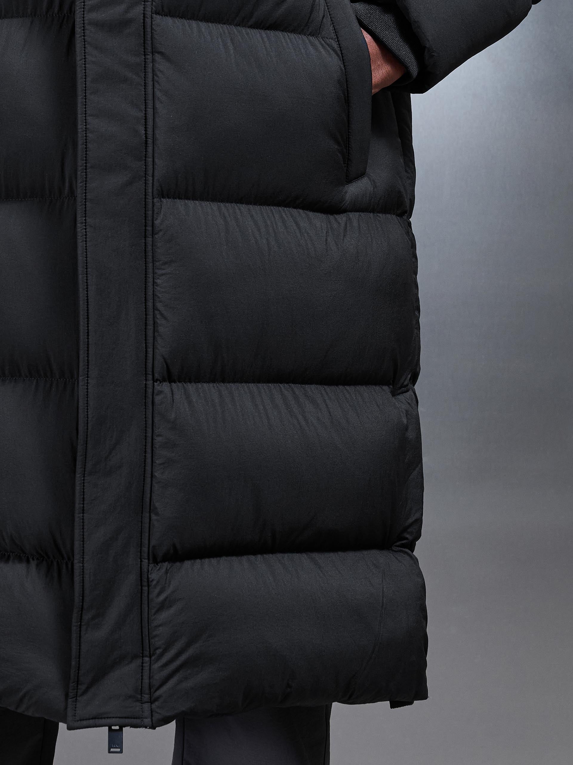 Matte Longline Puffer Jacket in Black