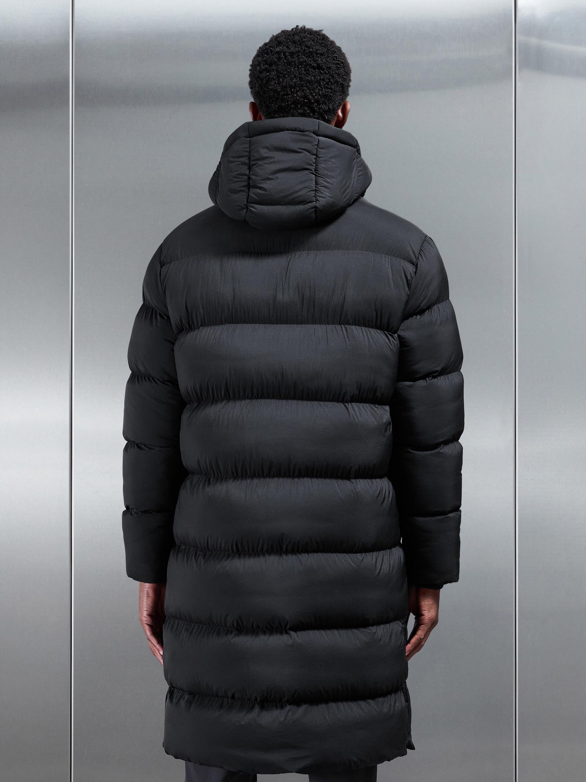 Matte Longline Puffer Jacket in Black