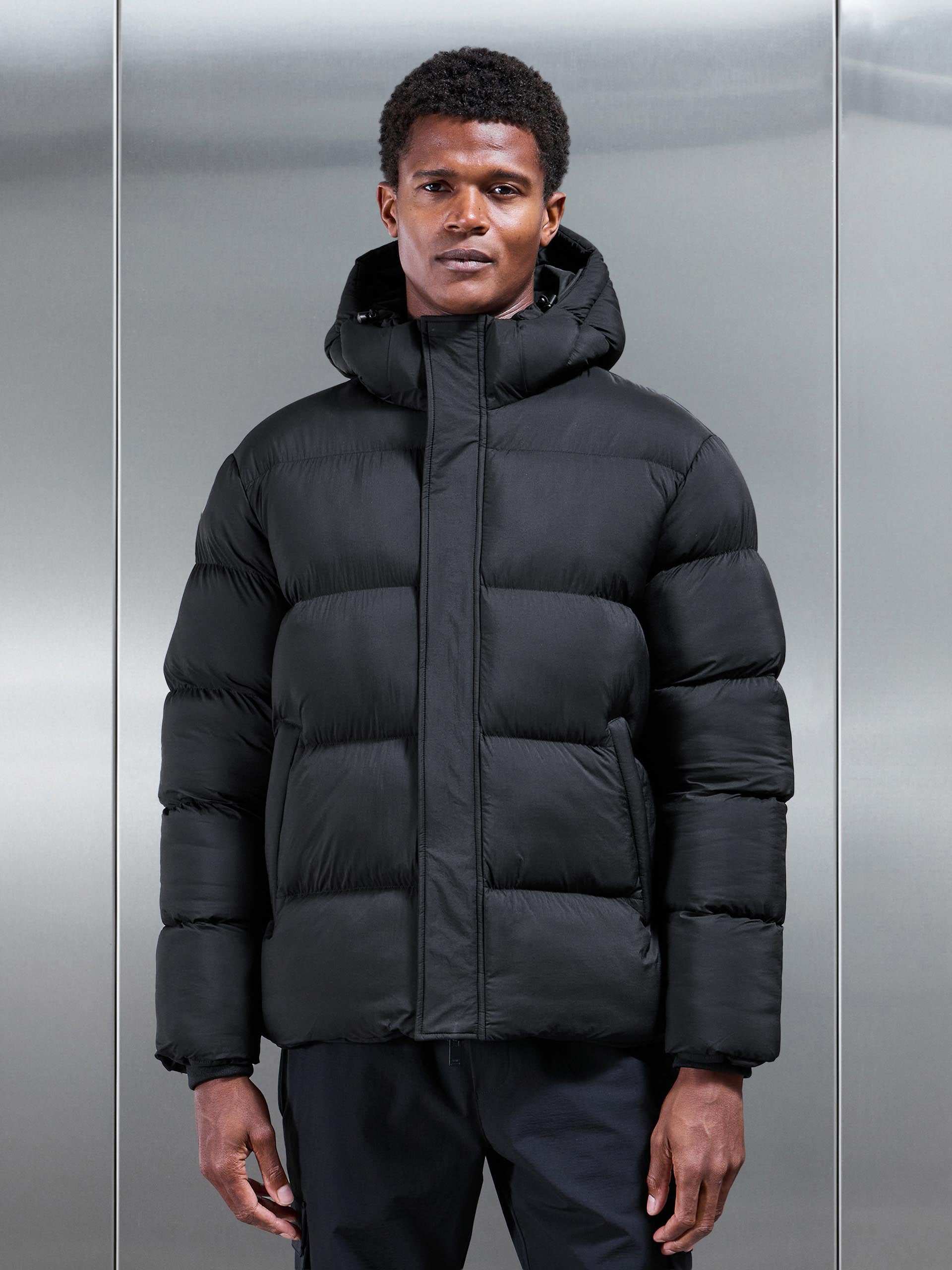 Matte Short Puffer Jacket in Black
