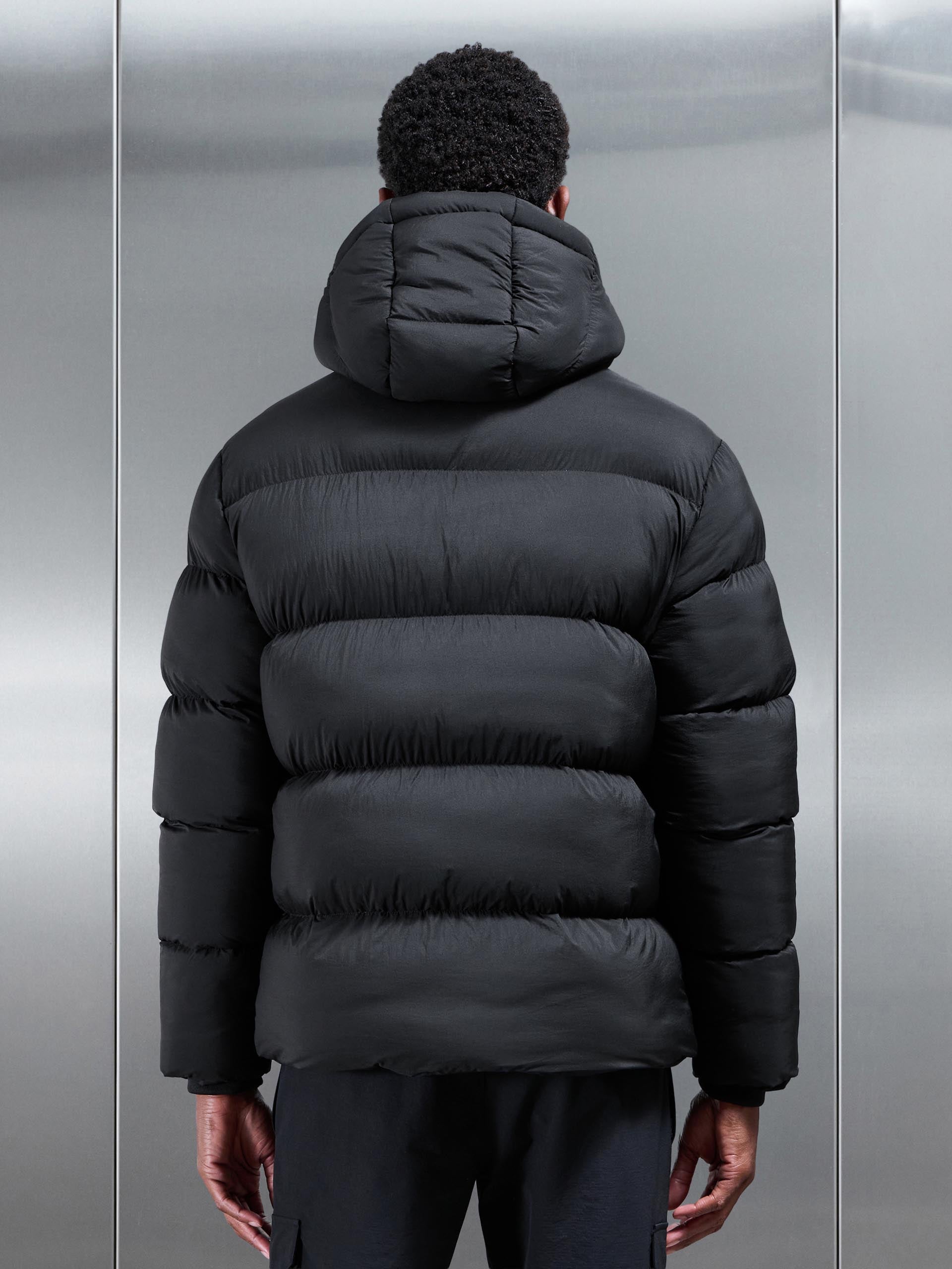 Matte Short Puffer Jacket in Black