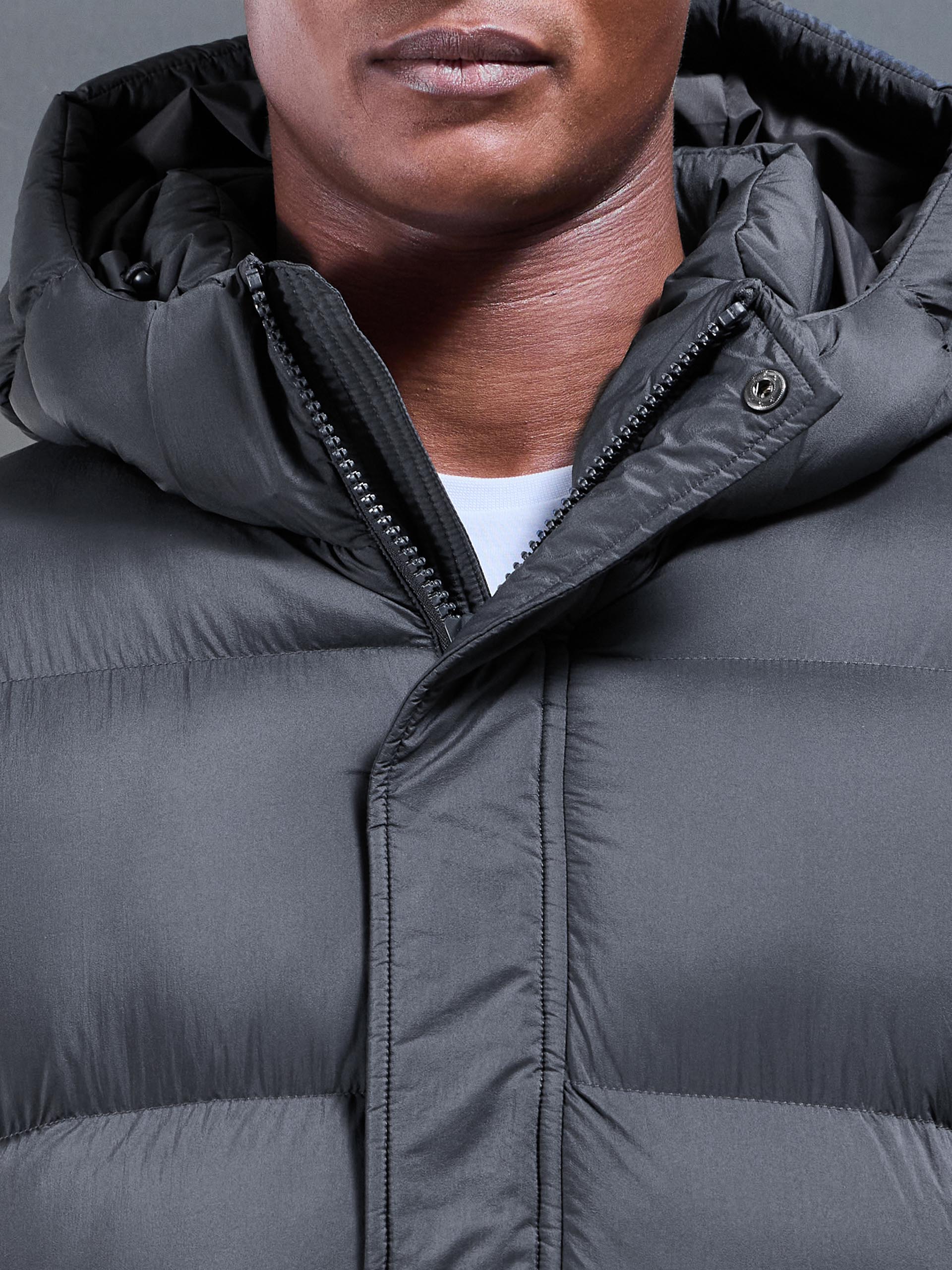 Matte Short Puffer Jacket in Grey