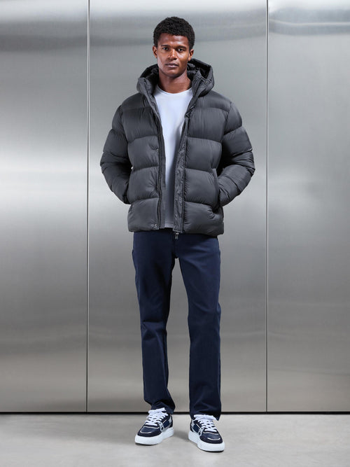 Matte Short Puffer Jacket in Grey