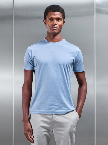 Mercerised Cotton T-Shirt in Light Blue