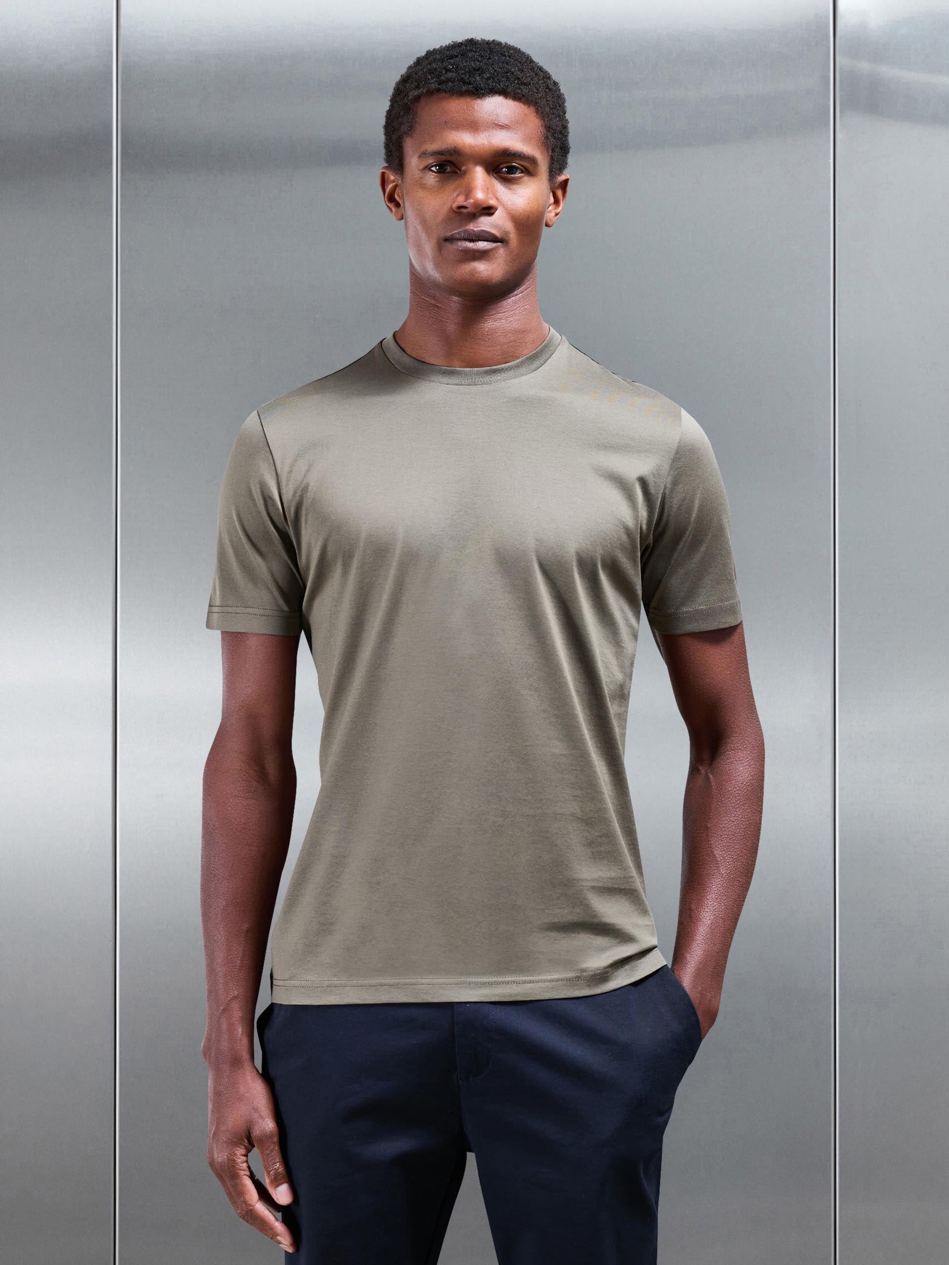 Mercerised Cotton T-Shirt in Sage