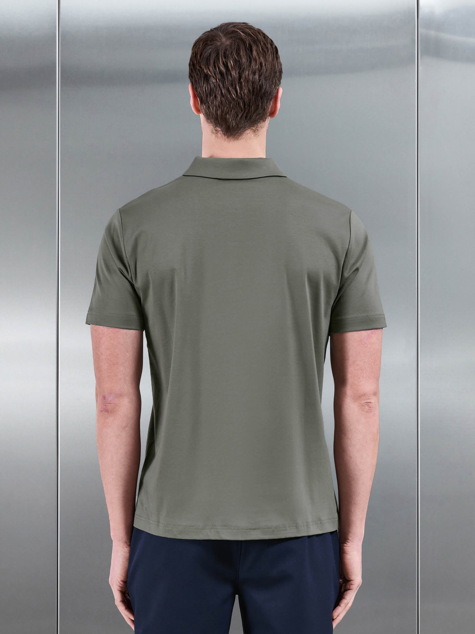 Mercerised Interlock Button Polo Shirt in Sage