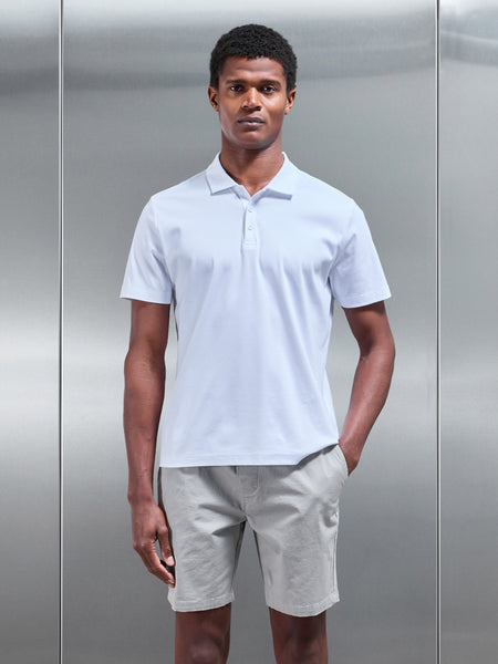 Mercerised Interlock Button Polo Shirt in White