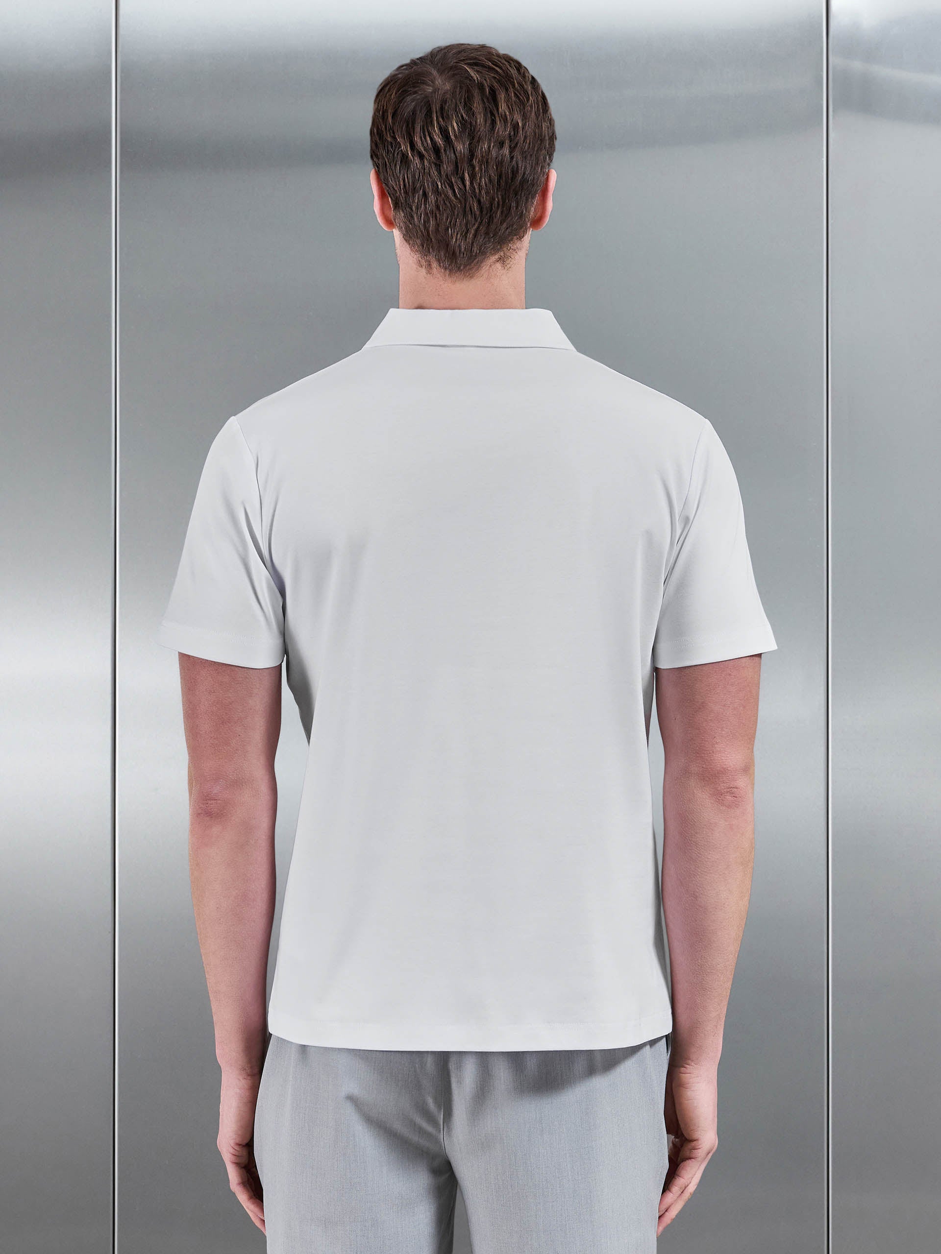 Mercerised Interlock Button Polo Shirt in White