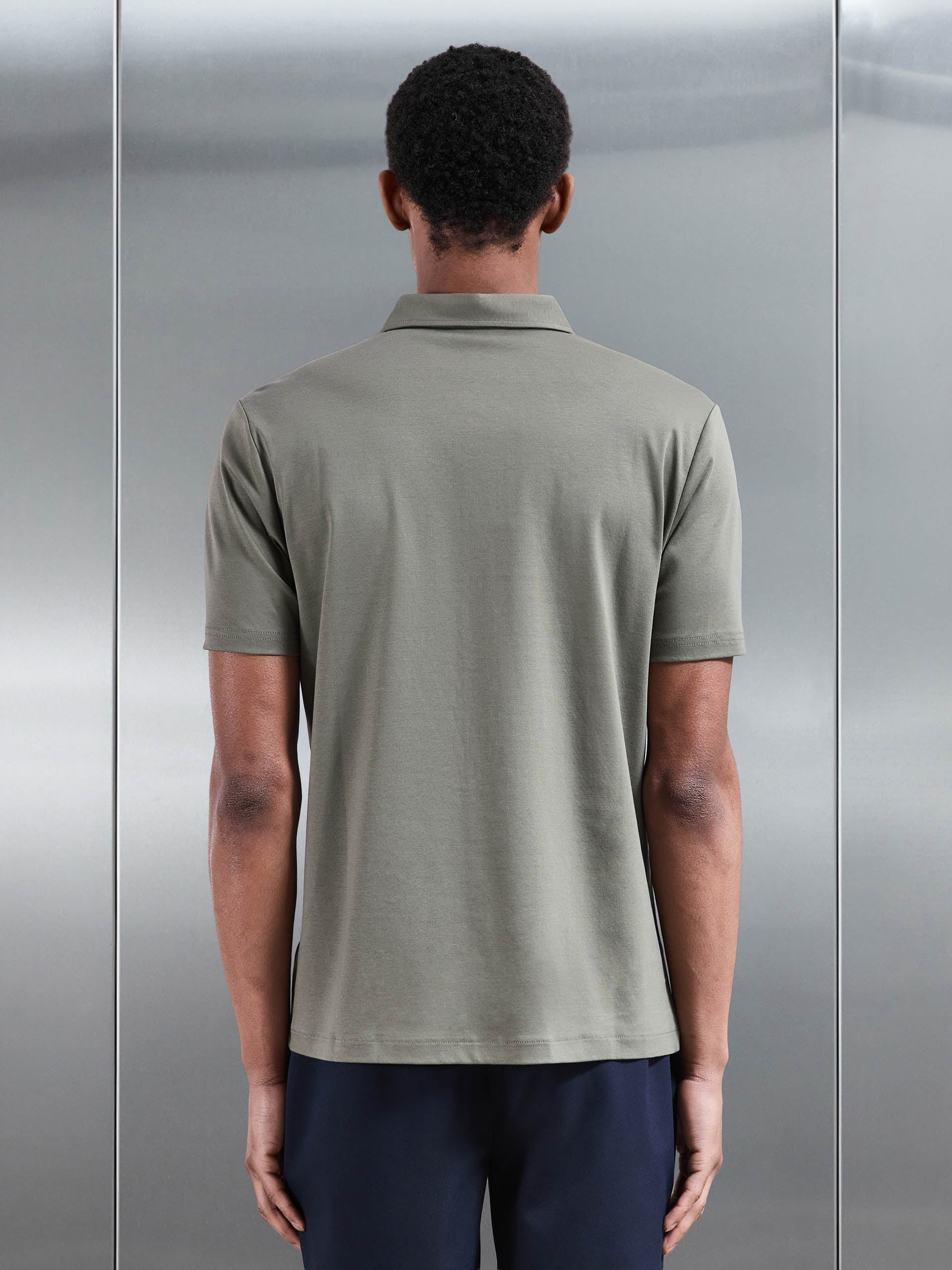Mercerised Interlock Button Through Shirt in Sage