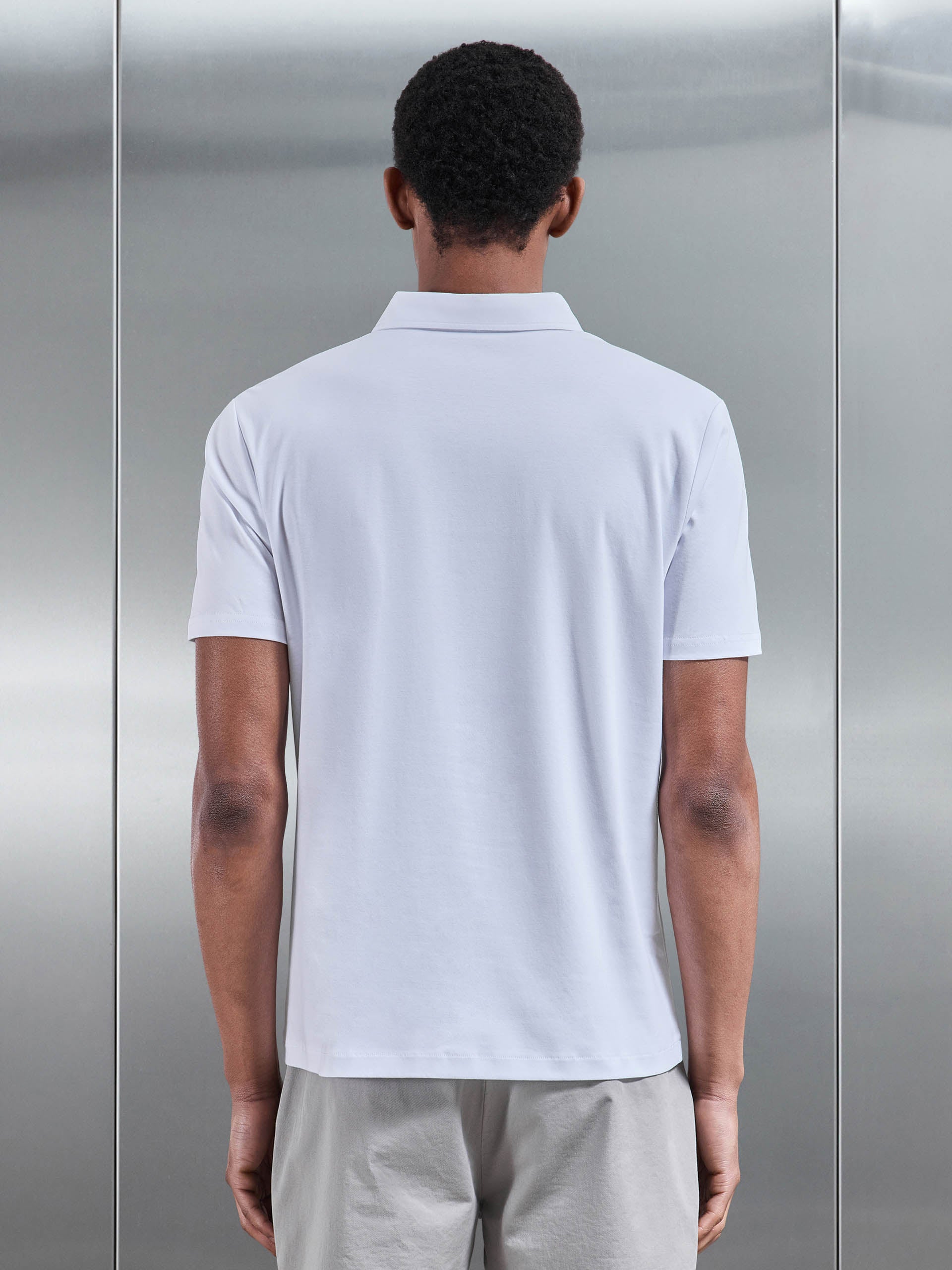 Mercerised Interlock Button Through Shirt in White