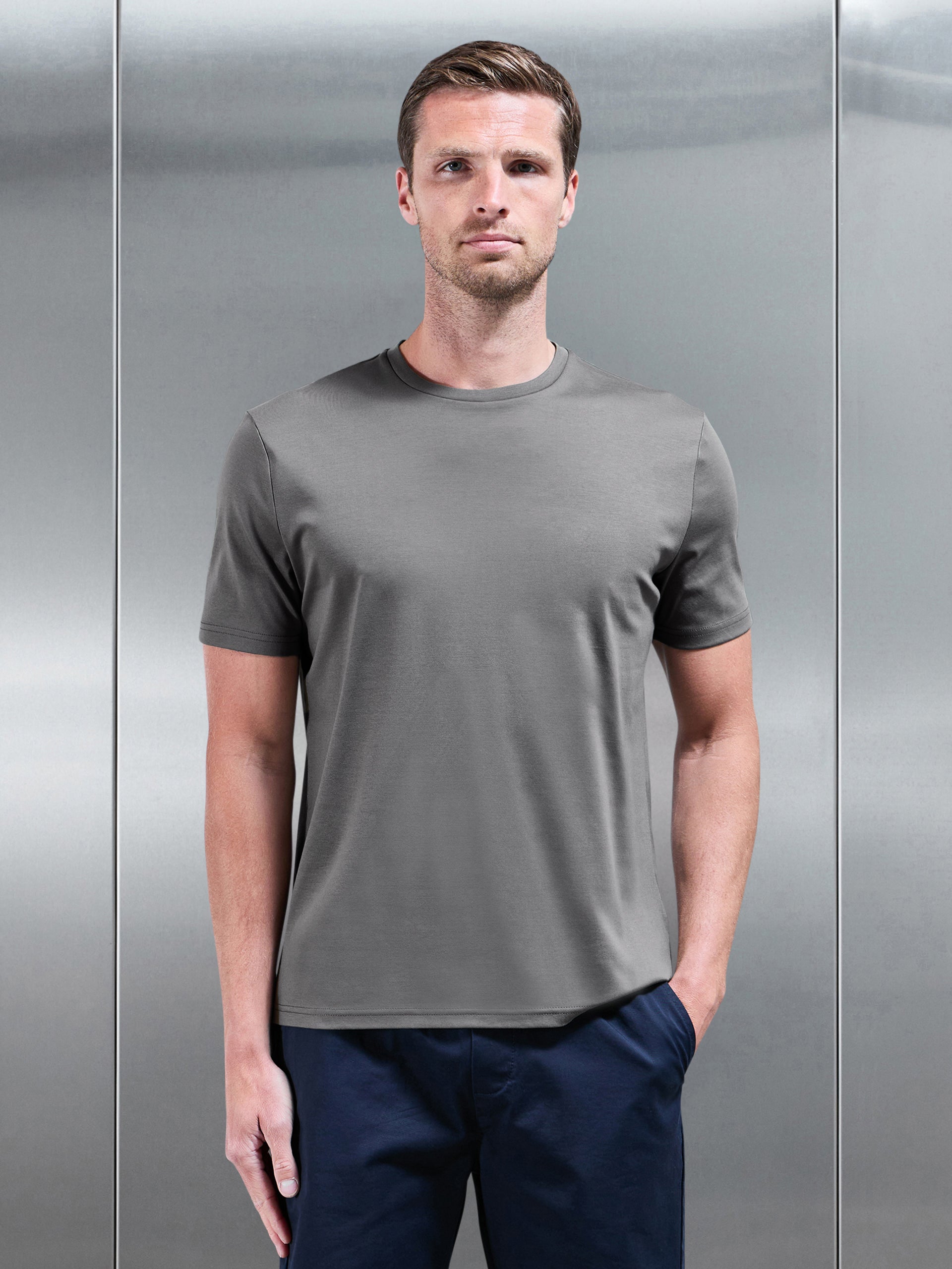 Mercerised Interlock T-Shirt in Grey