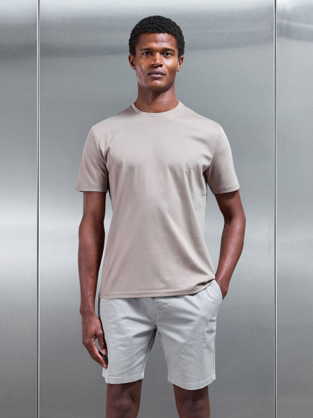 Mercerised Interlock T-Shirt in Taupe