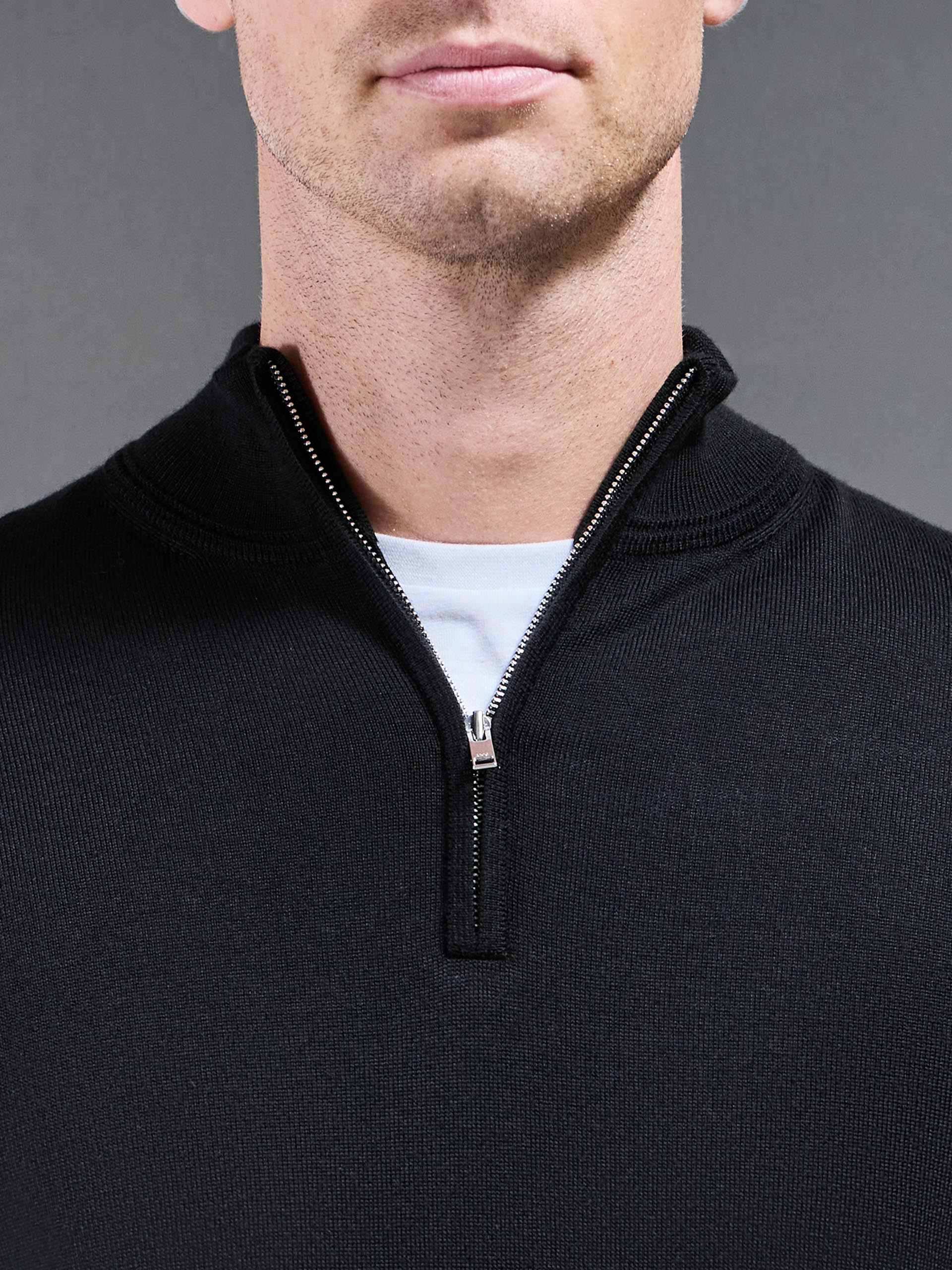 Merino Wool Funnel Neck In Black
