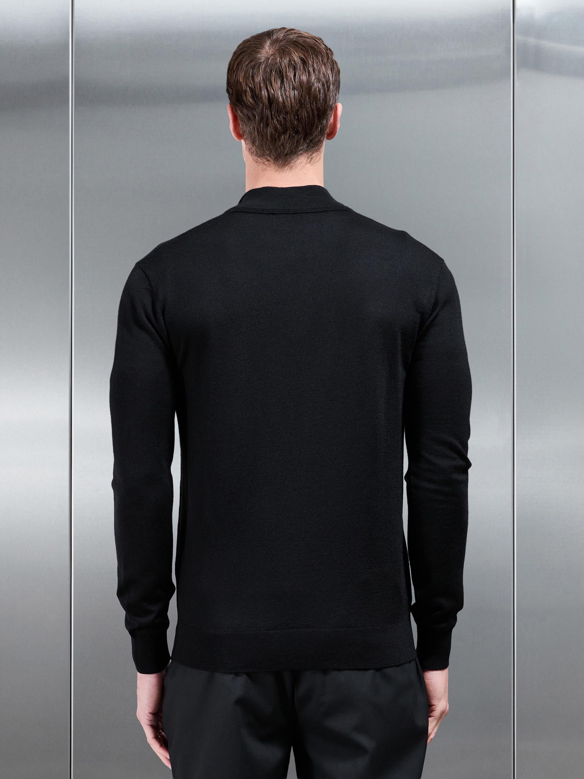 Merino Wool Funnel Neck In Black