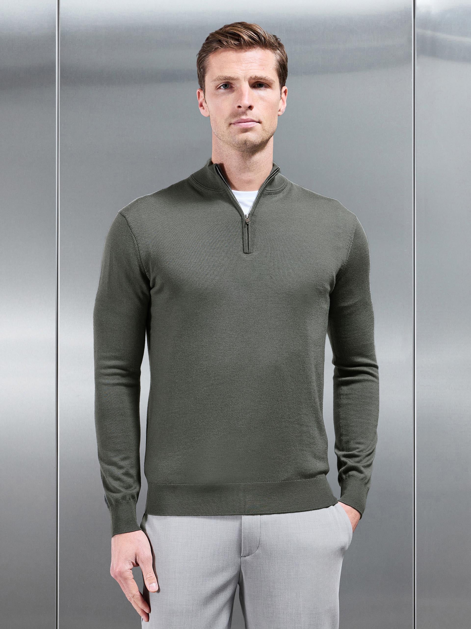 Merino Wool Funnel Neck In Sage