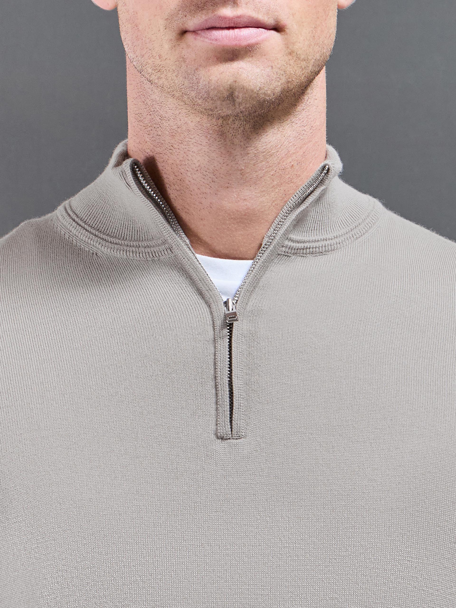 Merino Wool Funnel Neck In Stone