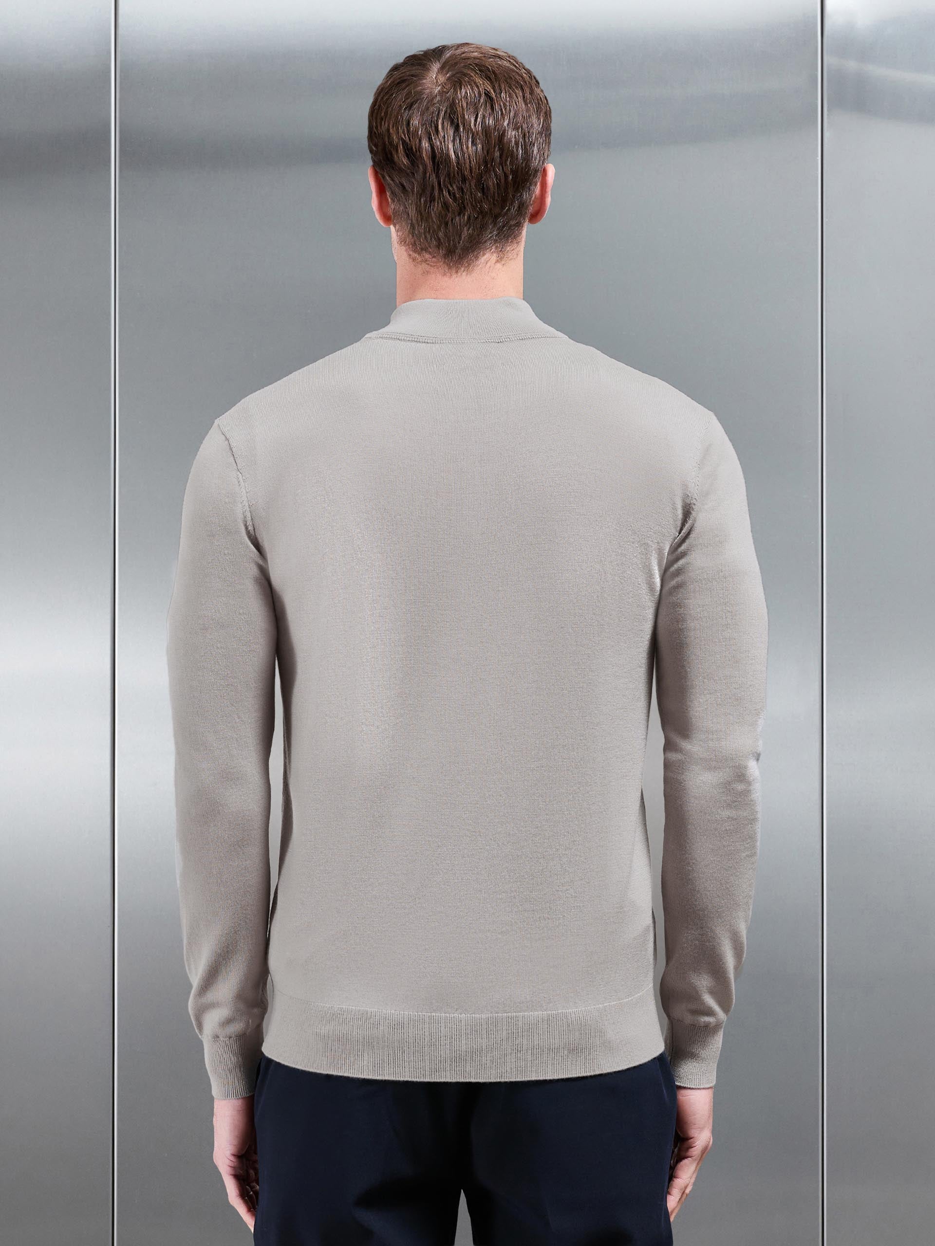 Merino Wool Funnel Neck In Stone