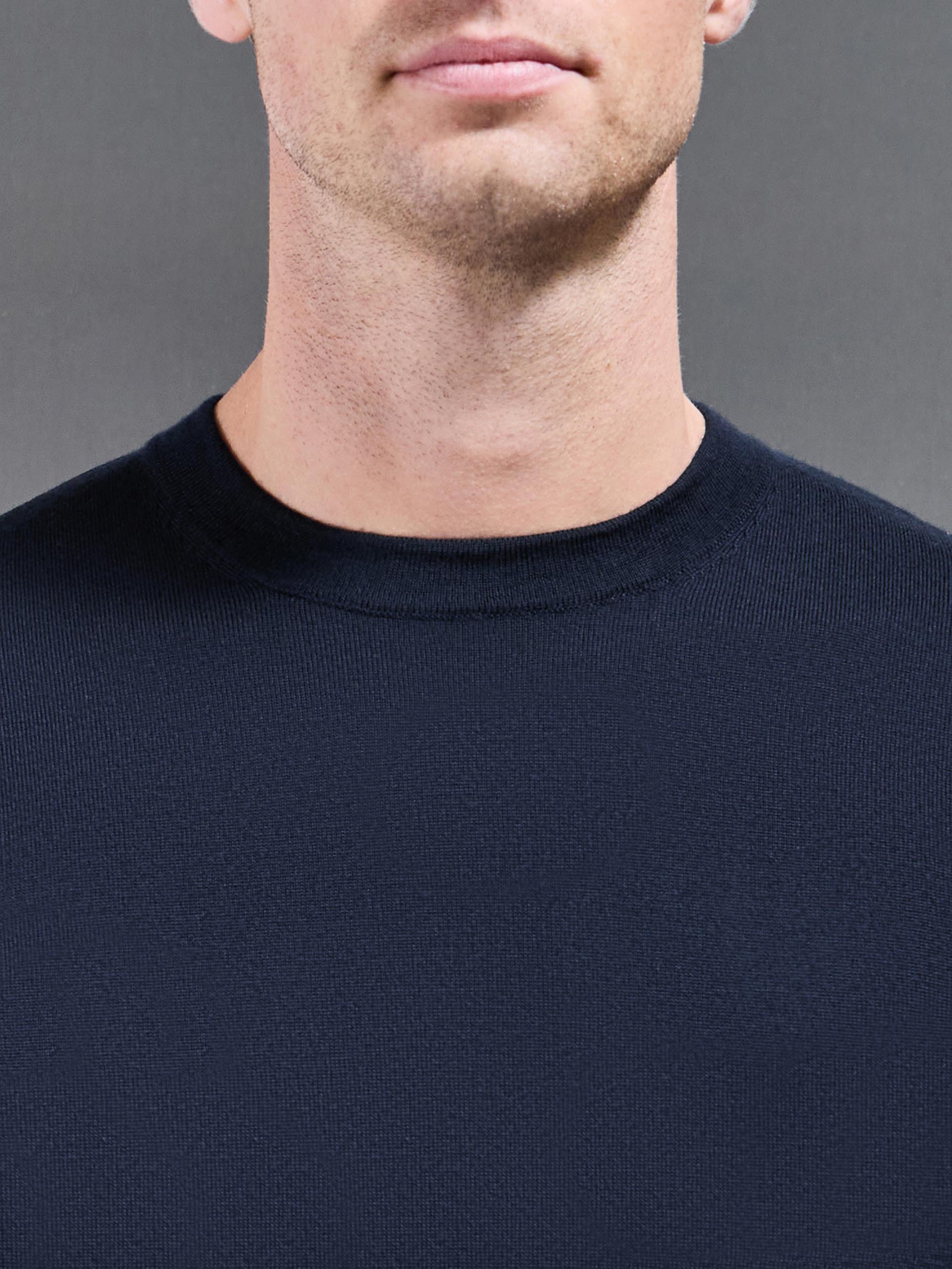 Merino Wool Sweatshirt In Navy