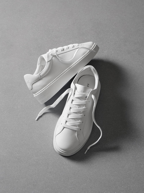 Mid Essential Leather Trainer in White