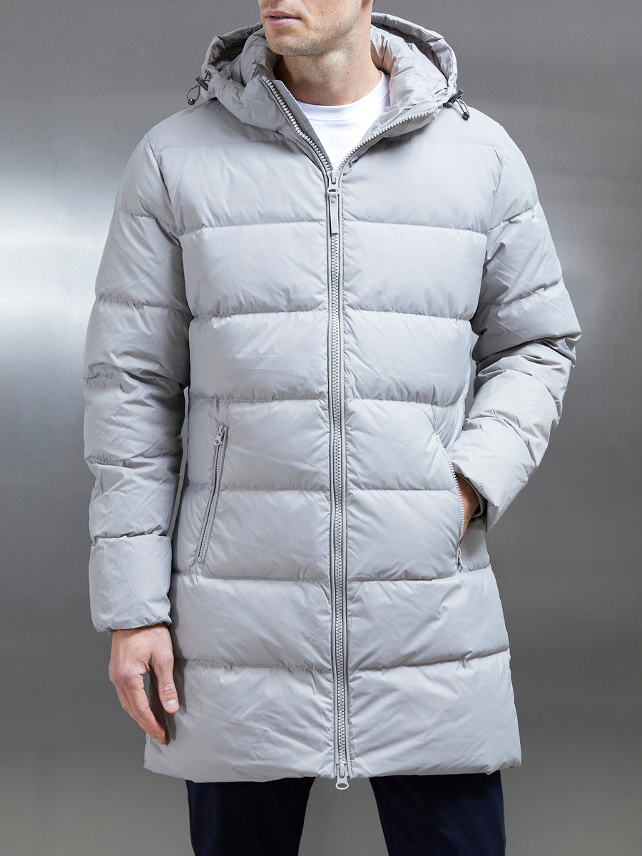 Mid Length Down Jacket in Grey ARNE