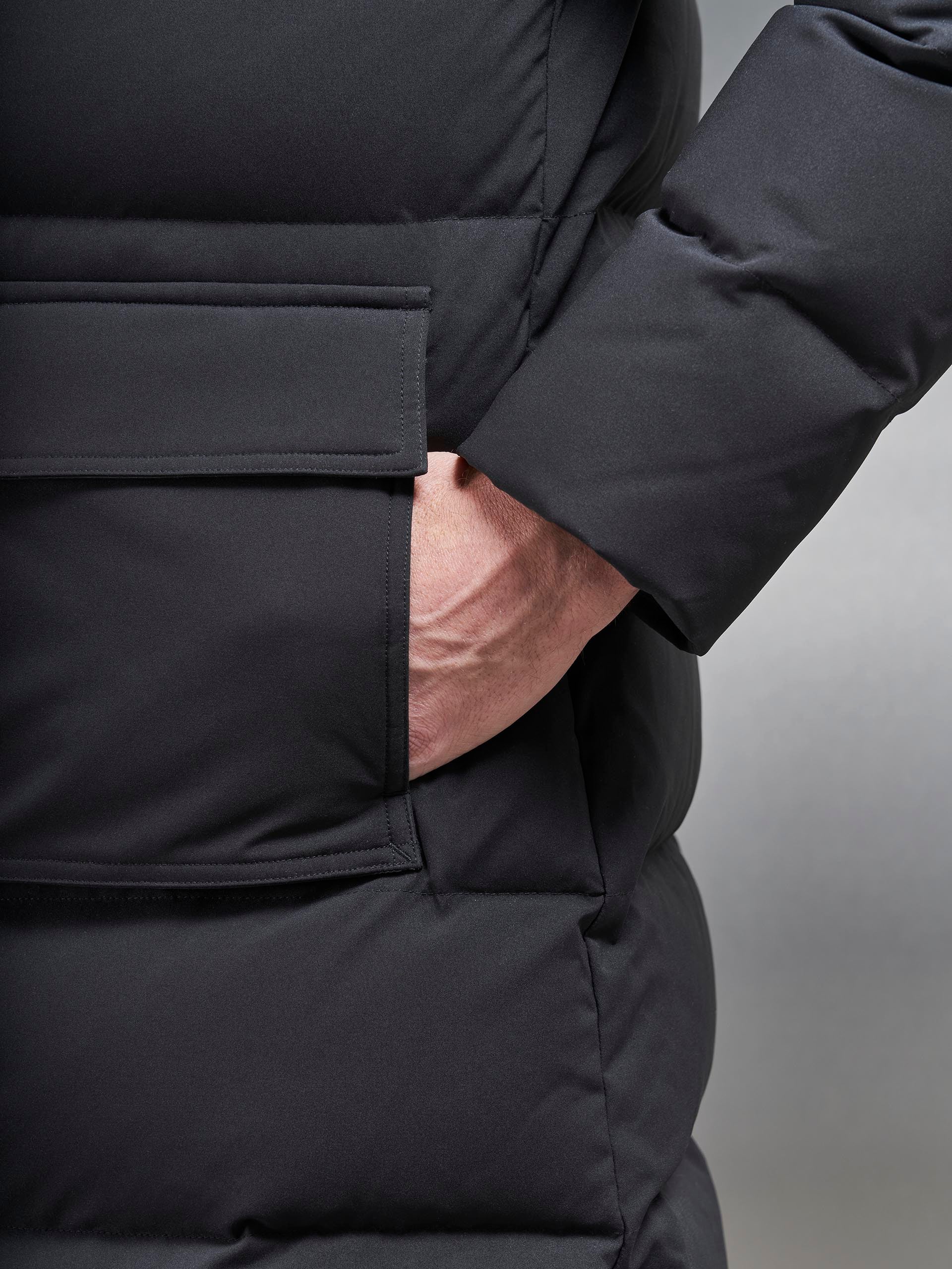 Mid Length Down Parka in Black