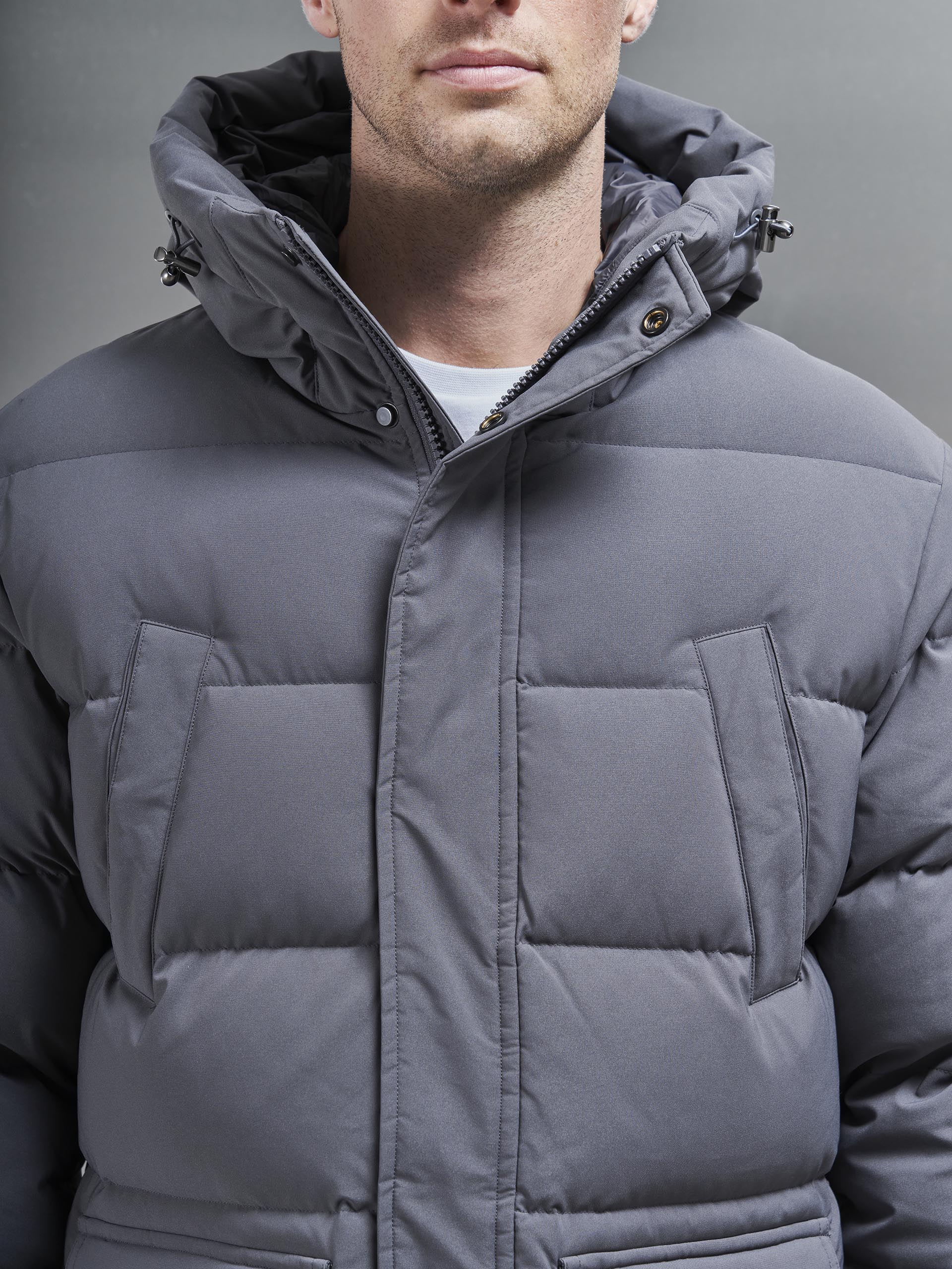 Mid Length Down Parka in Grey