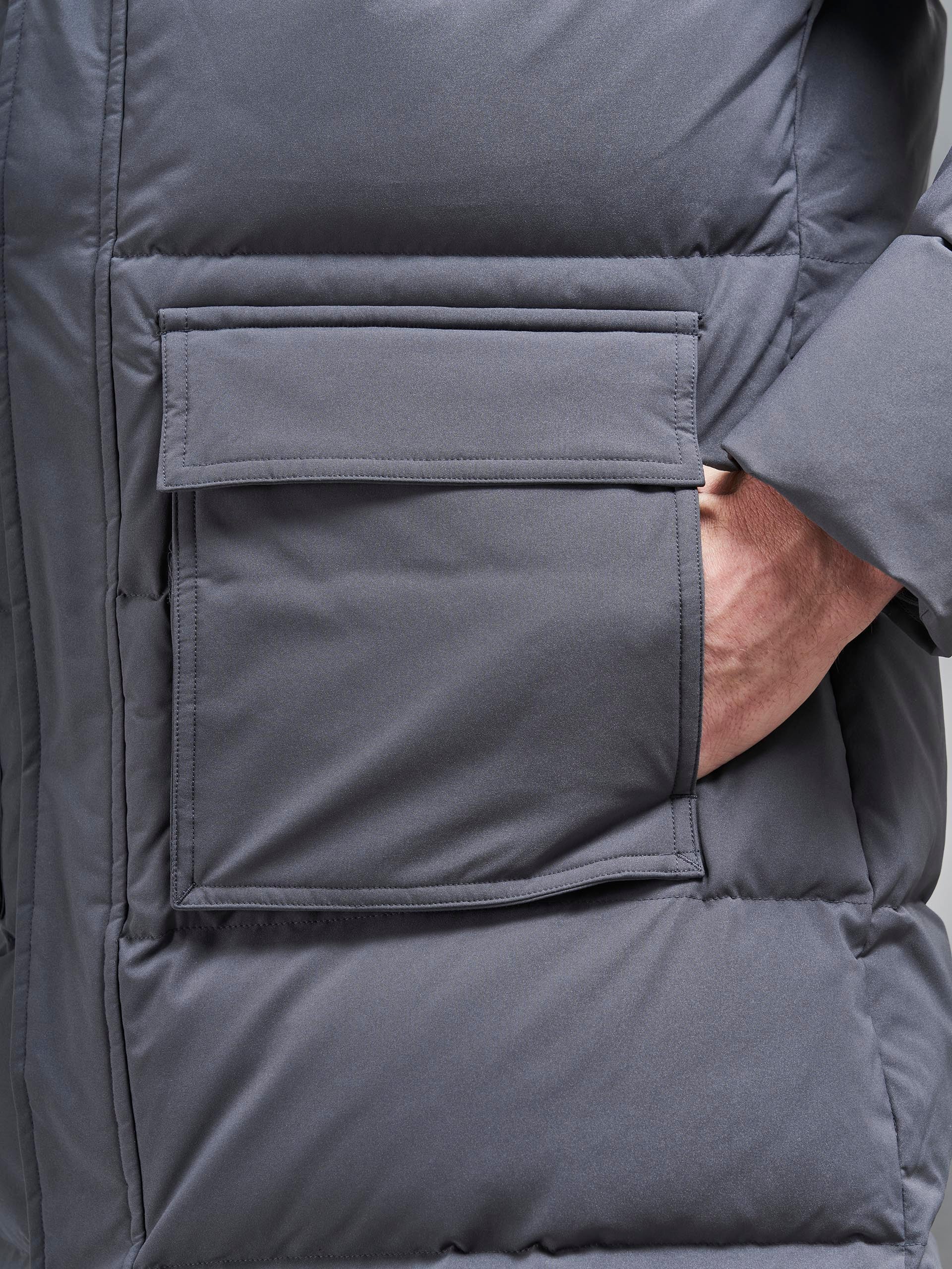 Mid Length Down Parka in Grey