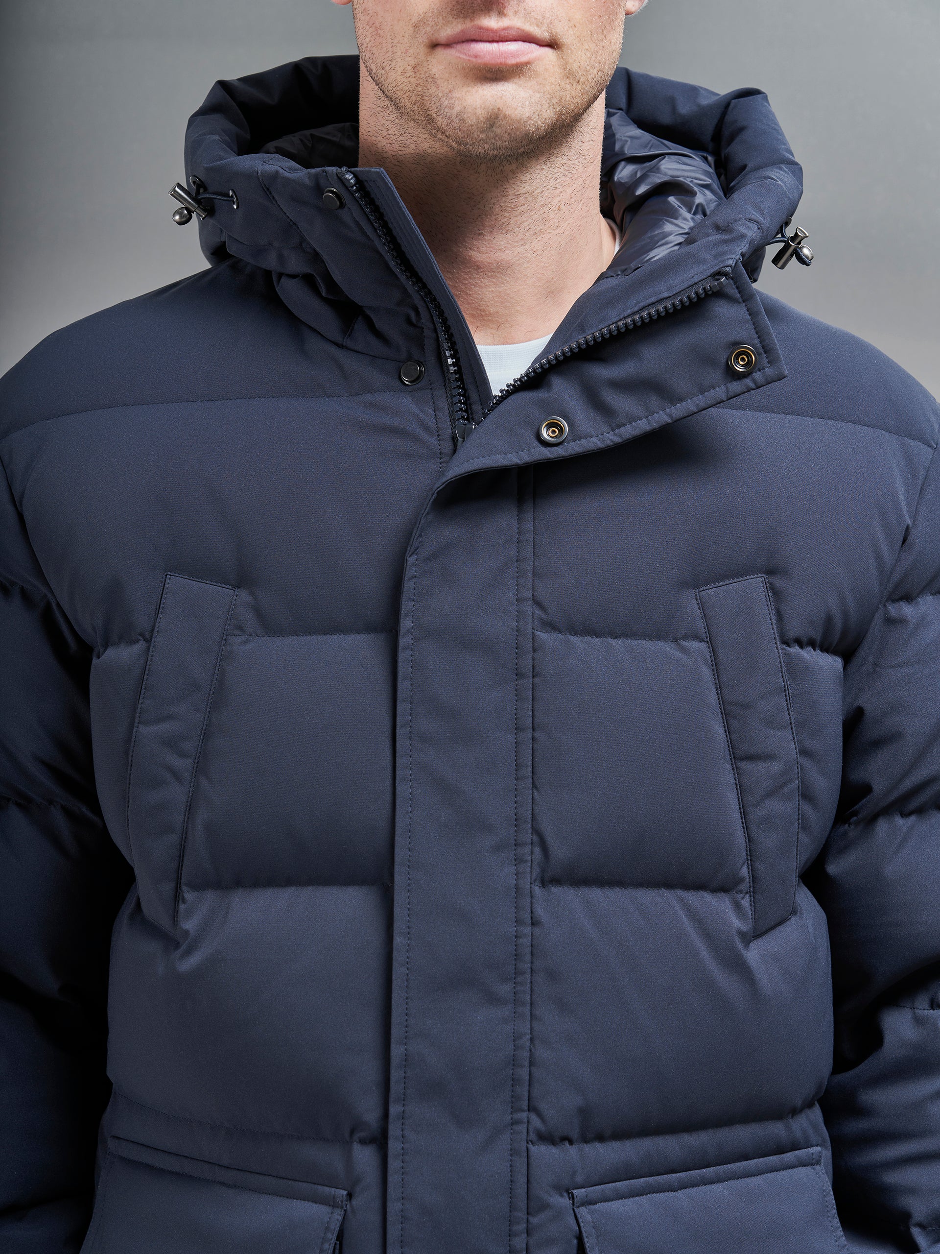 Mid Length Down Parka in Navy