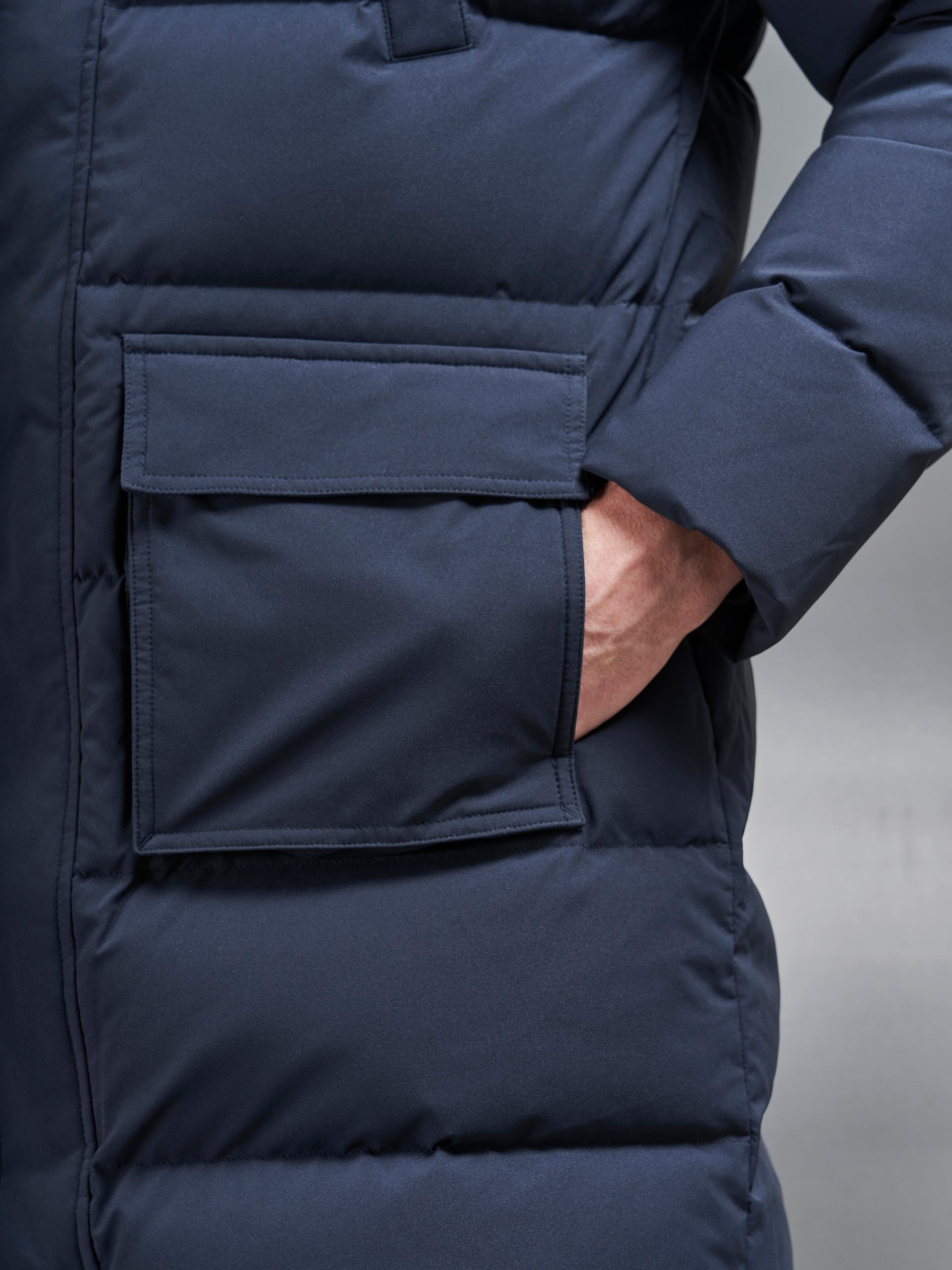 Mid Length Down Parka in Navy