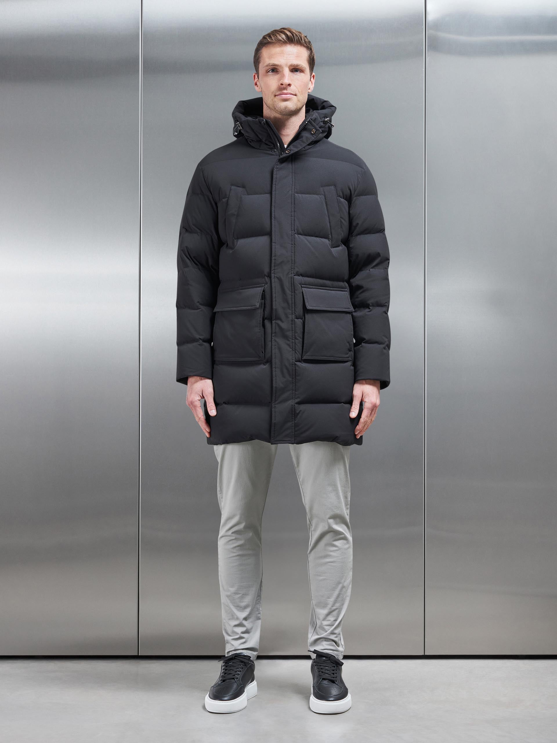 Mid Length Down Parka in Black