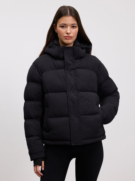 Womens Short Length Puffer Jacket in Black