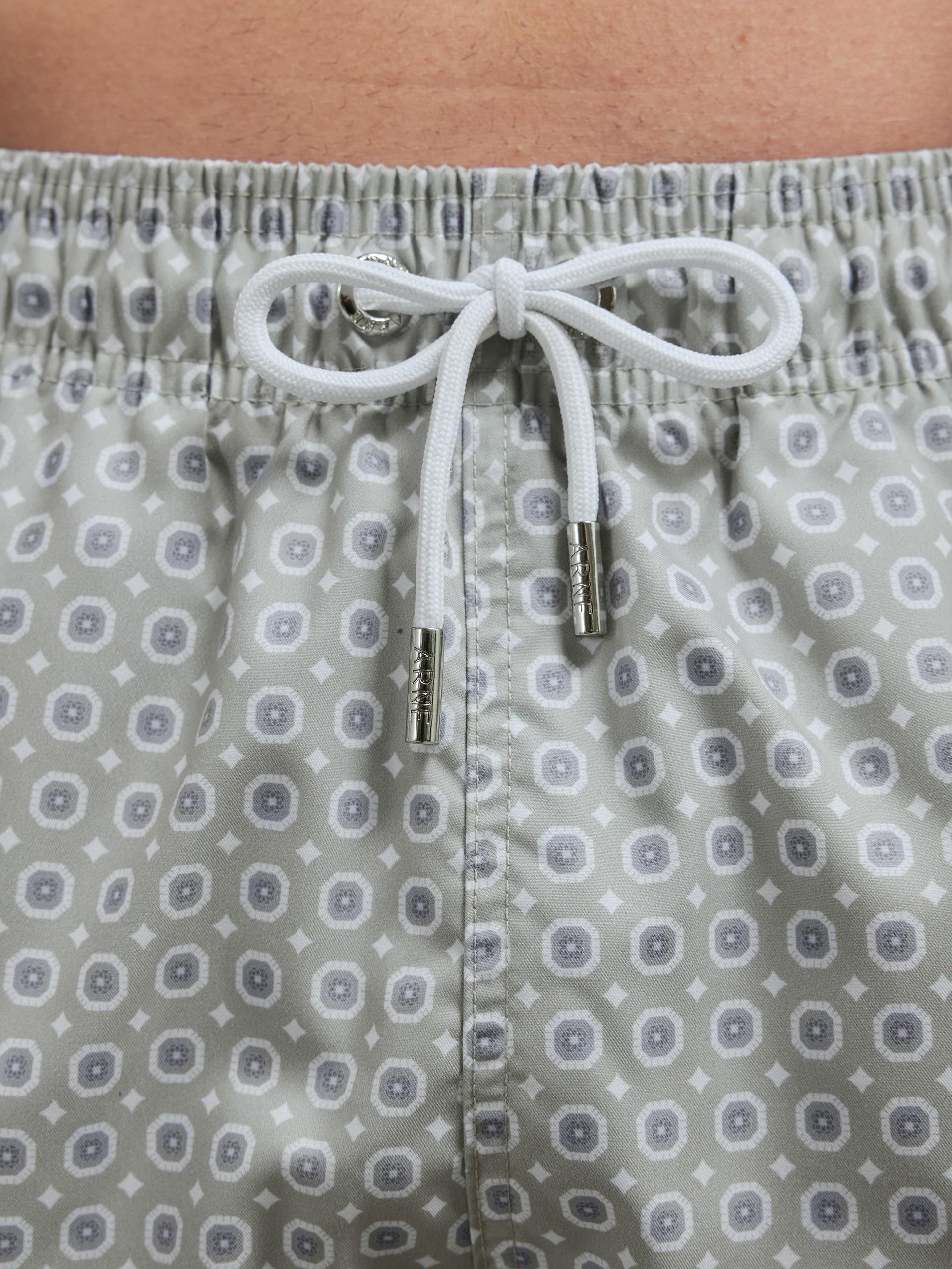 Mosaic Printed Swim Short in Stone