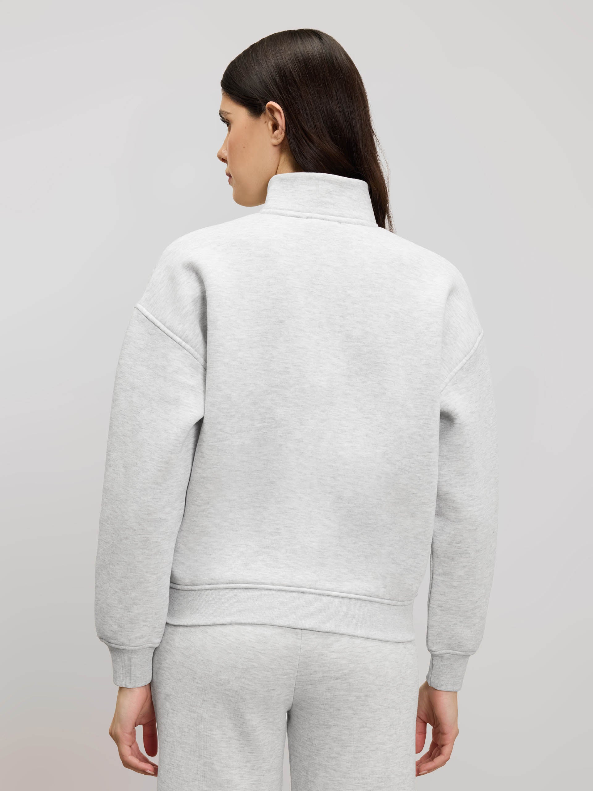 Womens Neoprene Funnel Neck Jacket in Marl Grey