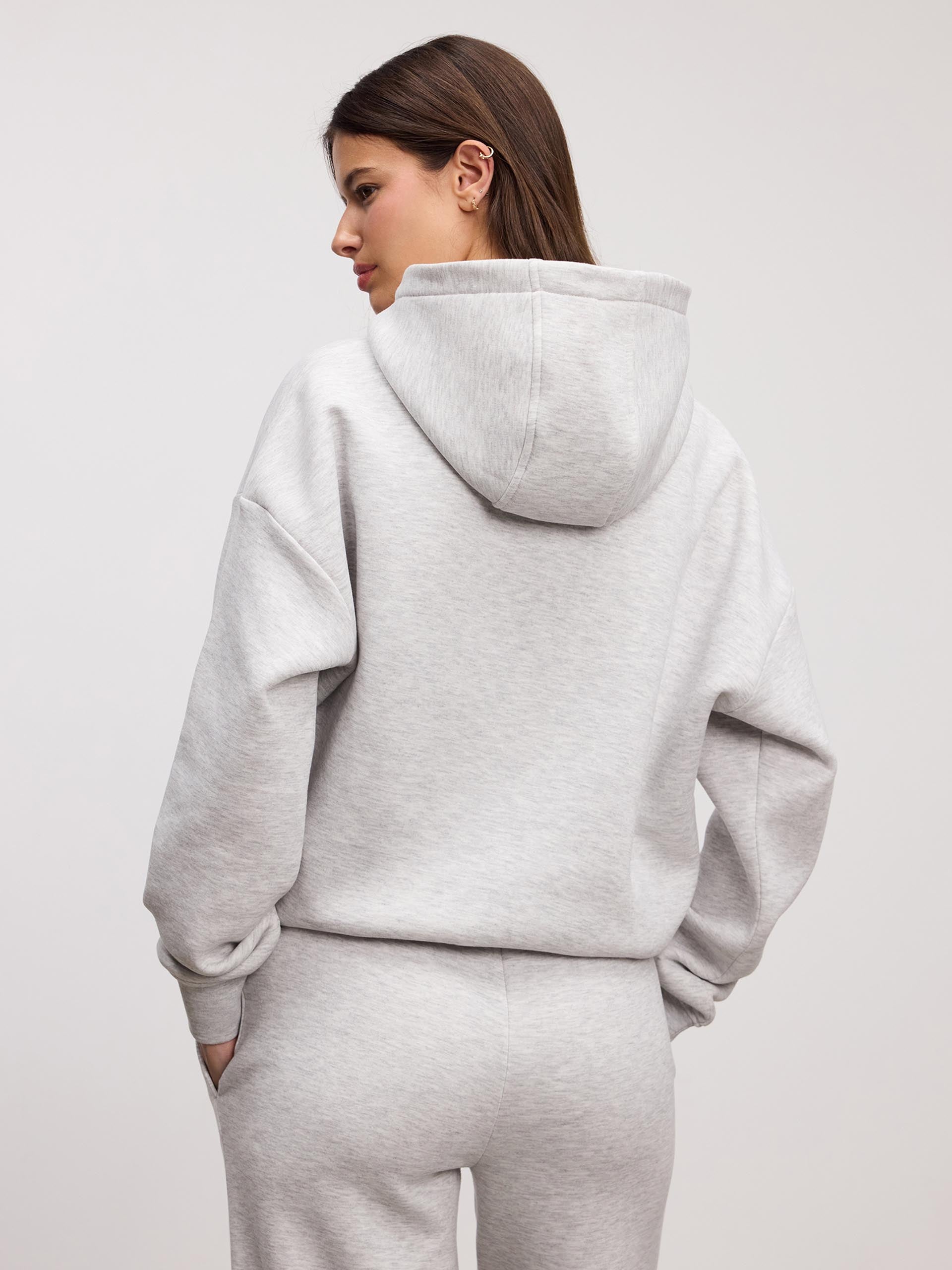 Womens Neoprene Hoodie in Marl Grey