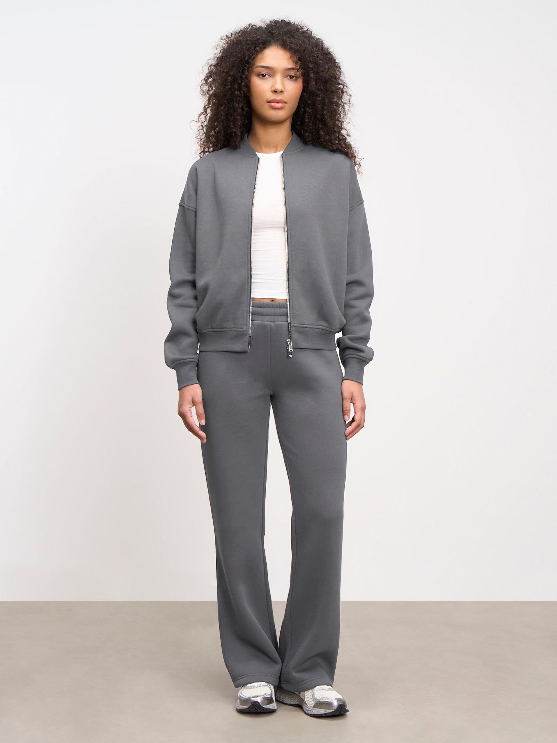 Womens Neoprene Bomber Jacket in Grey