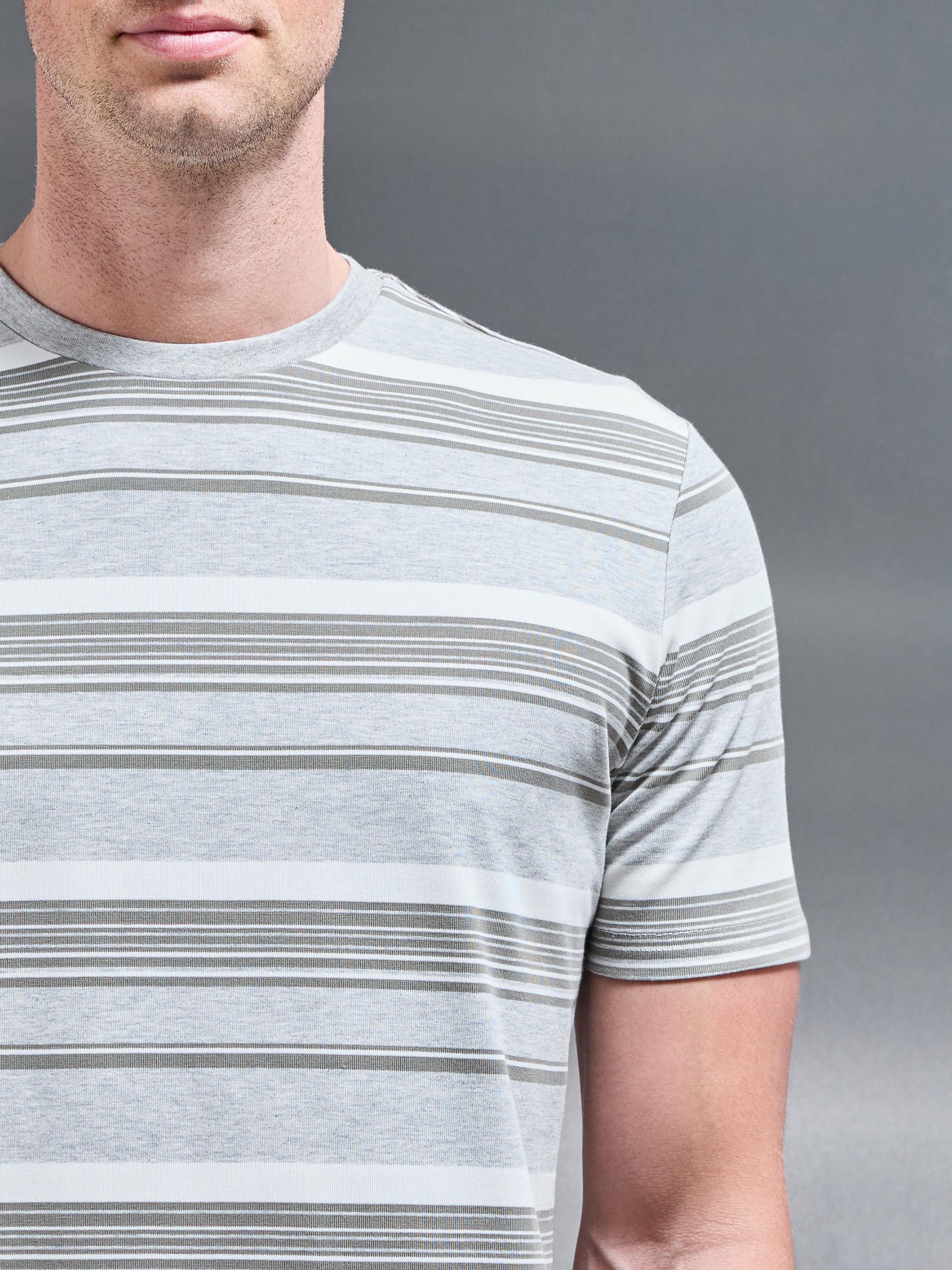 Nova Stripe T-Shirt in Marl Grey