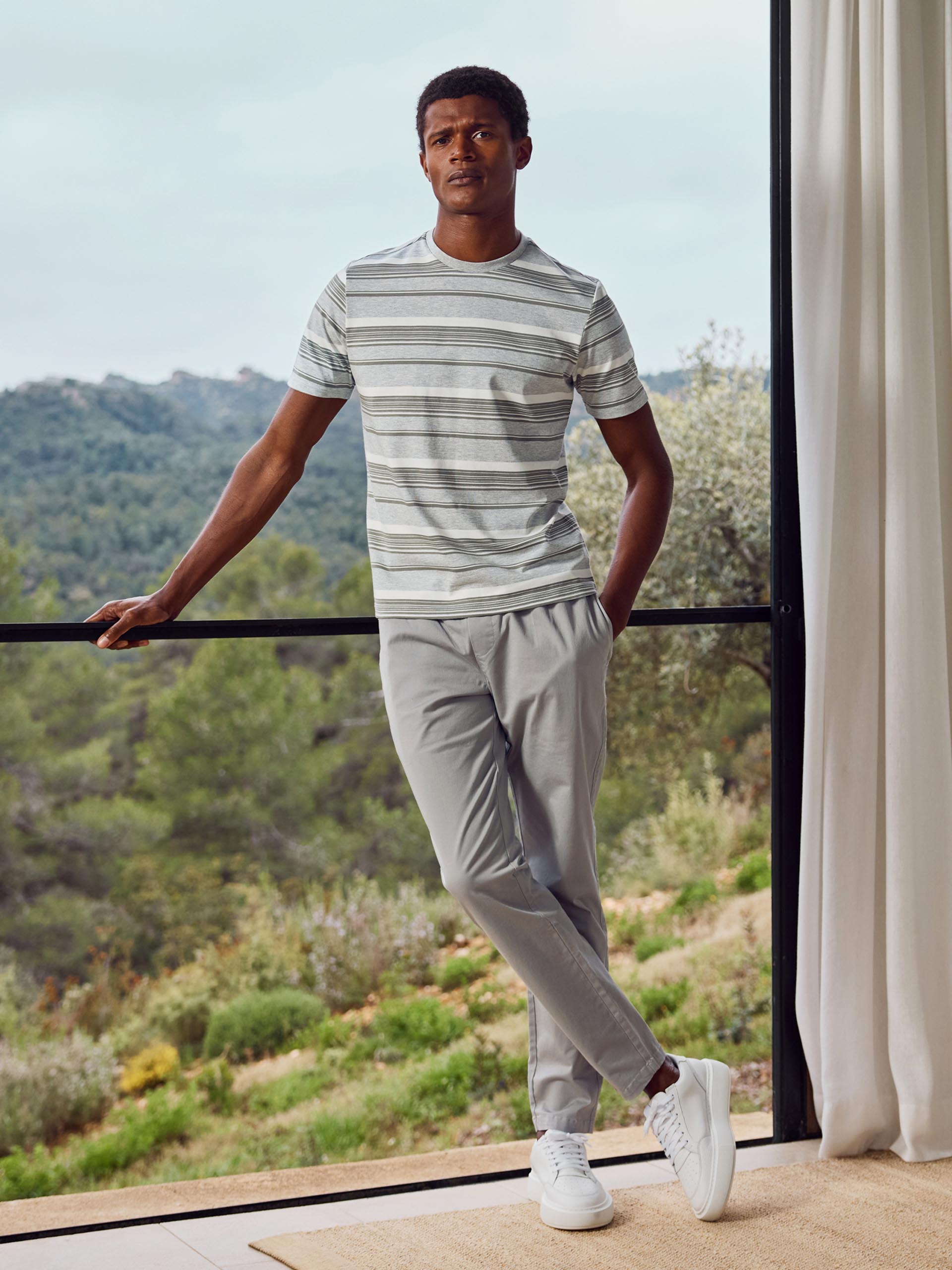 Nova Stripe T-Shirt in Marl Grey
