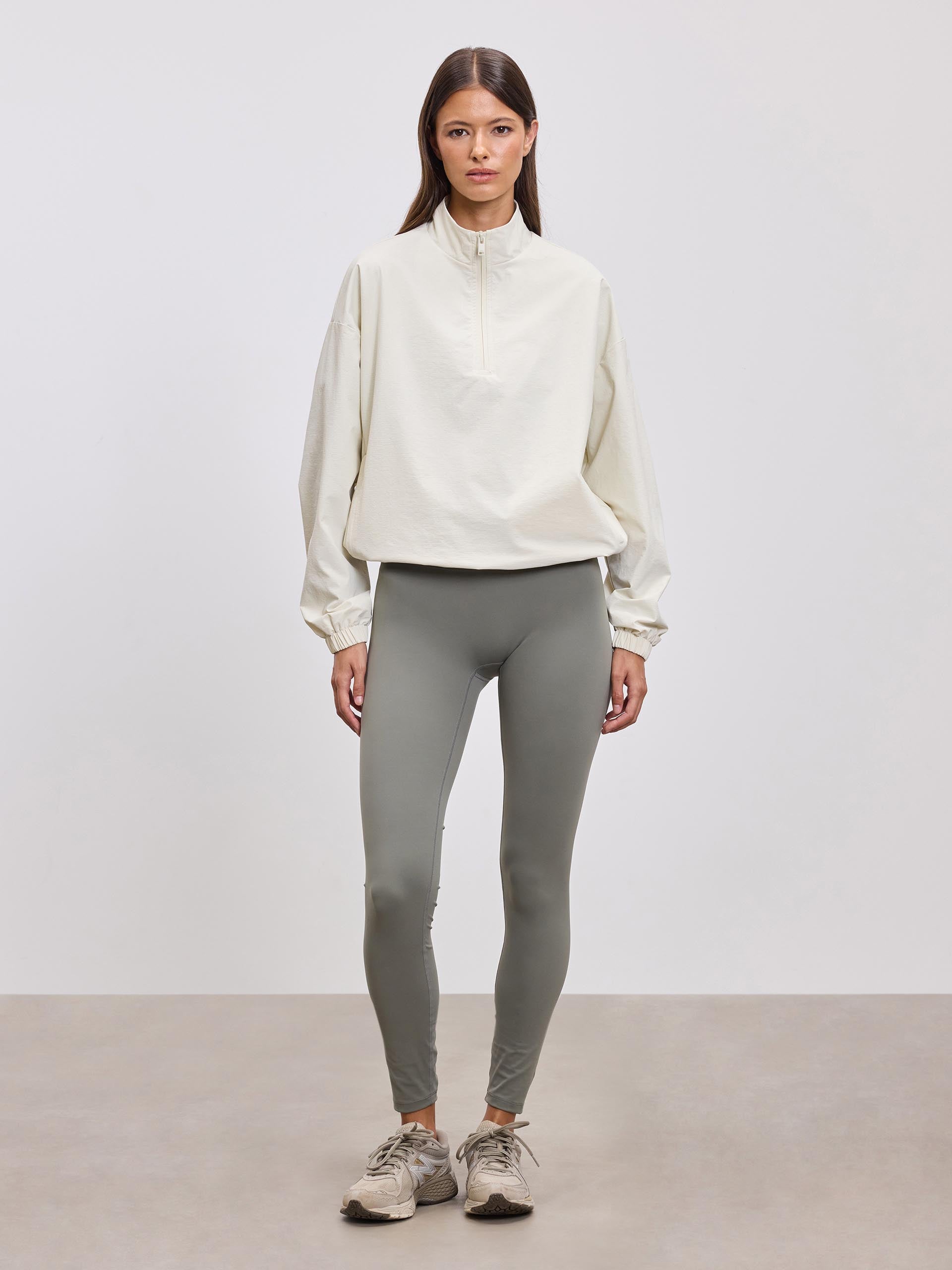 Womens Nylon 1/4 Zip in Ecru
