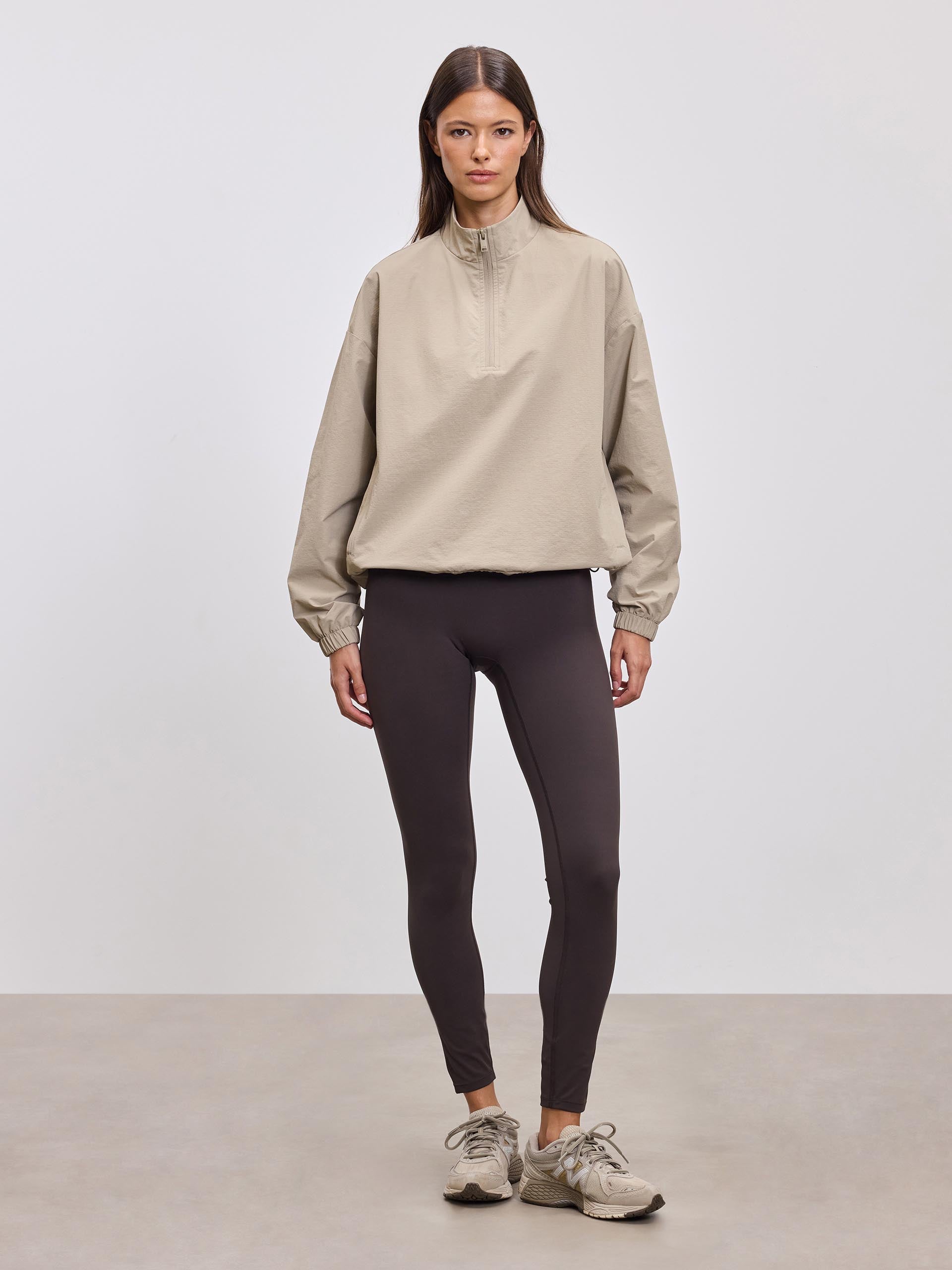 Womens Nylon 1/4 Zip in Stone