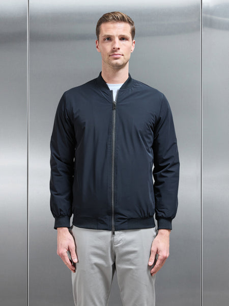 Nylon Padded Bomber Jacket in Black