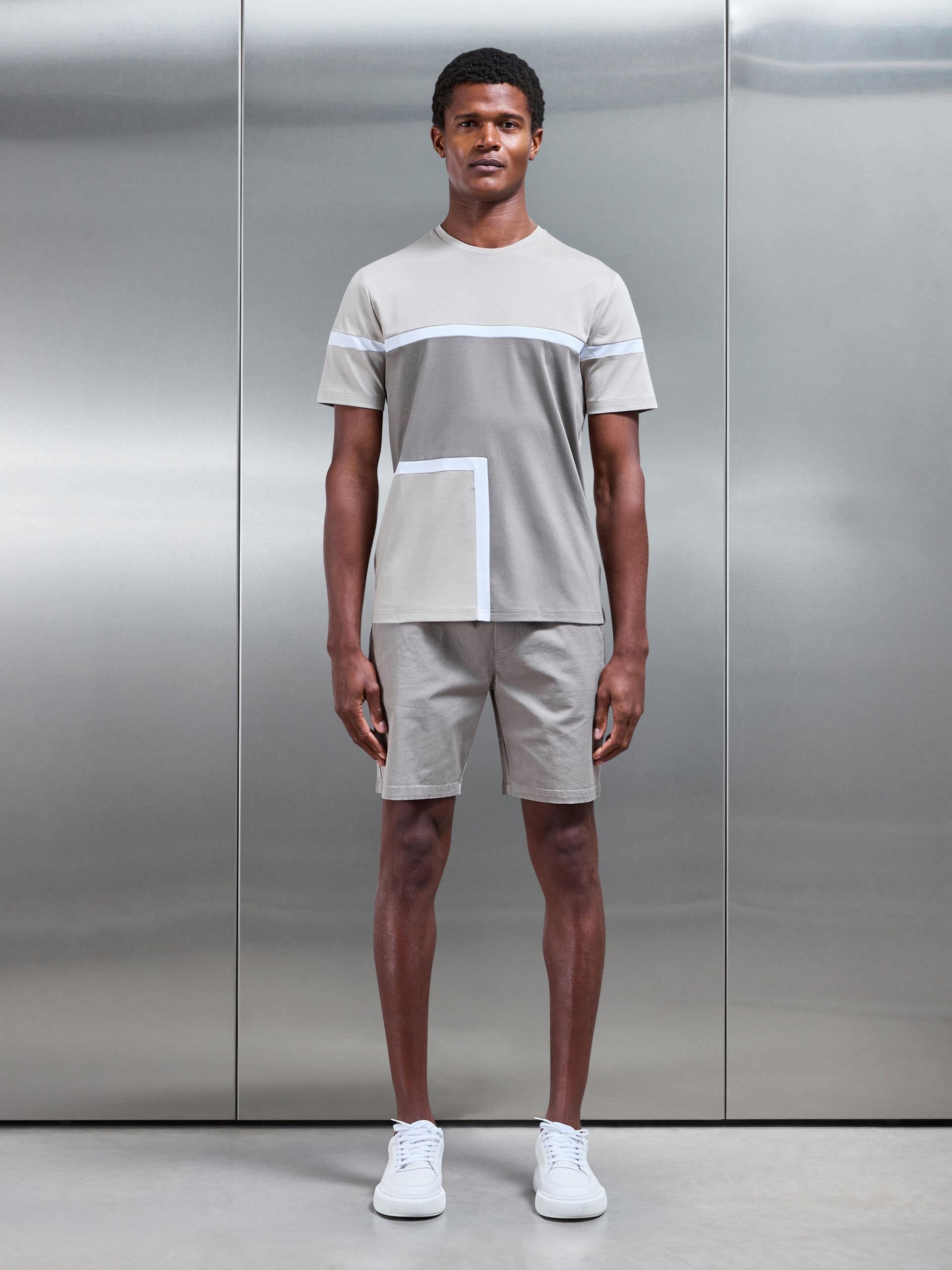 Oden Mercerised Colour Block T-Shirt in Desert