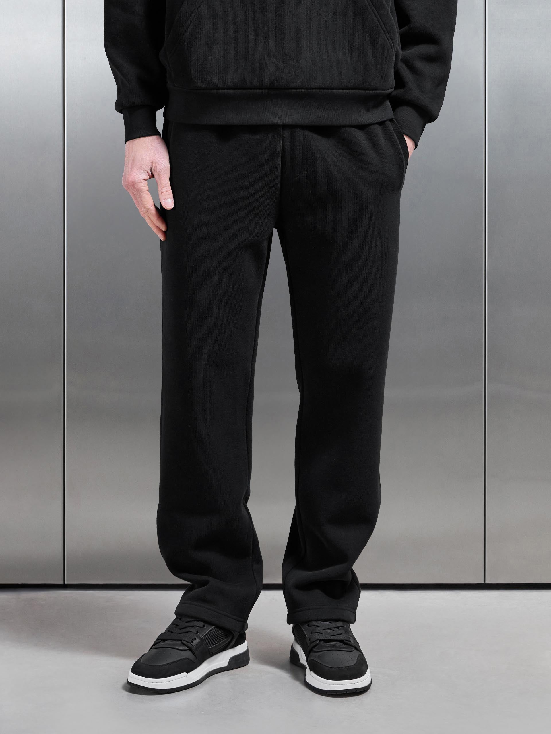 Oversized Open Hem Jogger in Black